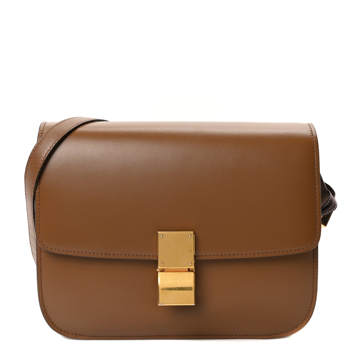 Celine Calfskin Medium Classic Box Flap Bag Light Camel 1800655