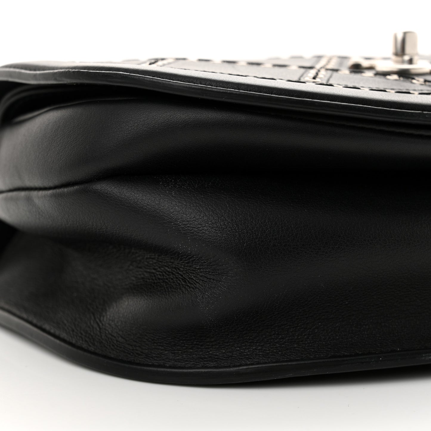 Calfskin Coco Eyelets Small Flap Bag Black