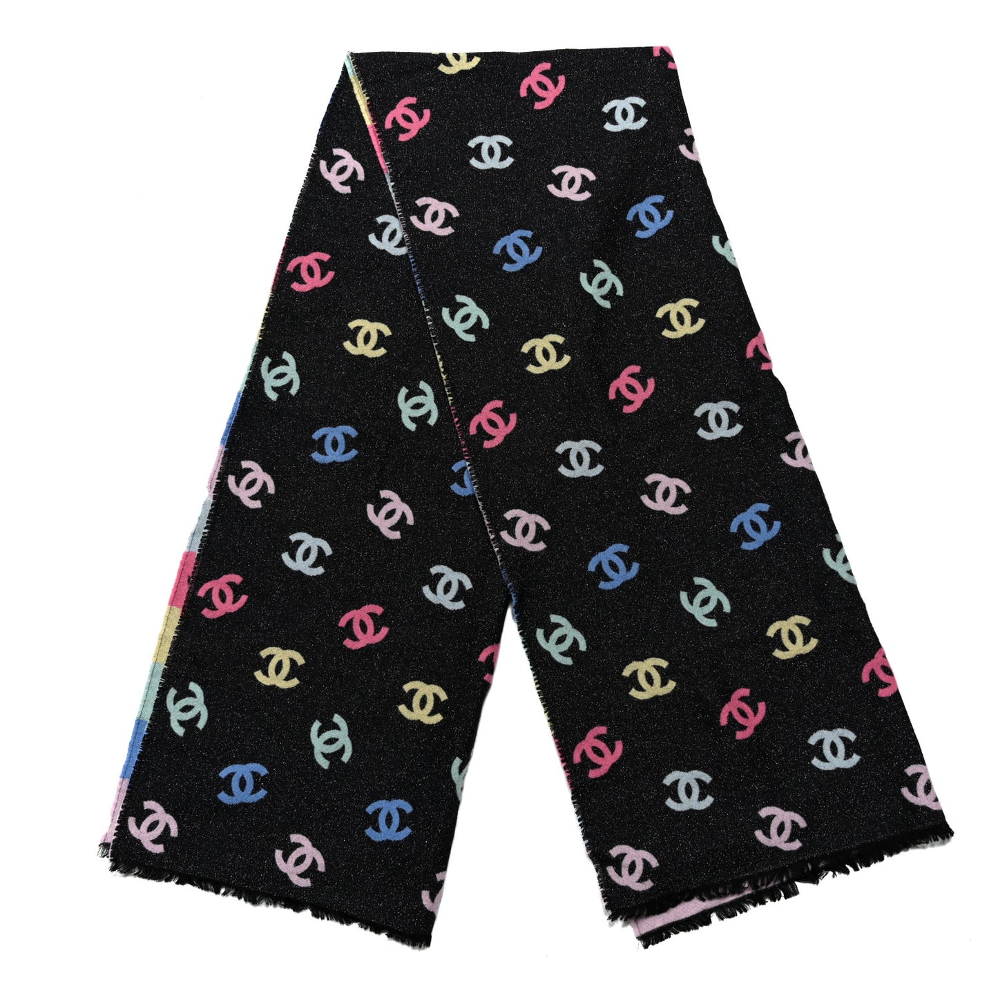 Cashmere Silk Wool CC Stole Black Multicolor
