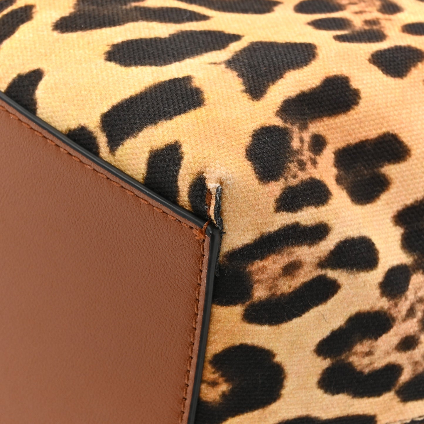 Canvas Nappa Leopard Print Rockstud Tote Brown