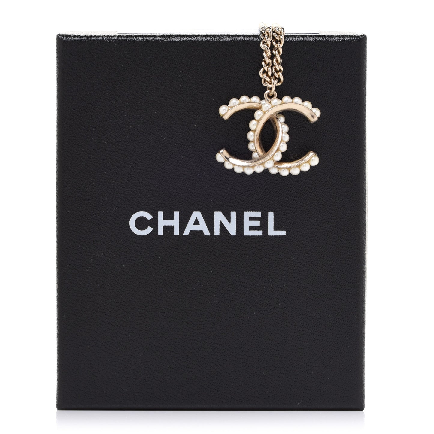 Pearl Twisted CC Pendant Necklace Gold