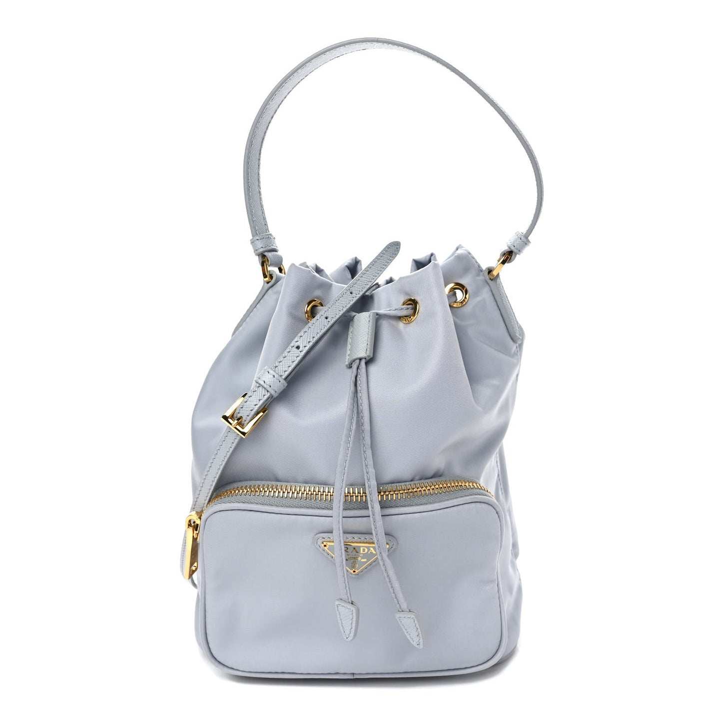 Re-Nylon Saffiano Duet Bucket Crossbody Bag Fiordaliso