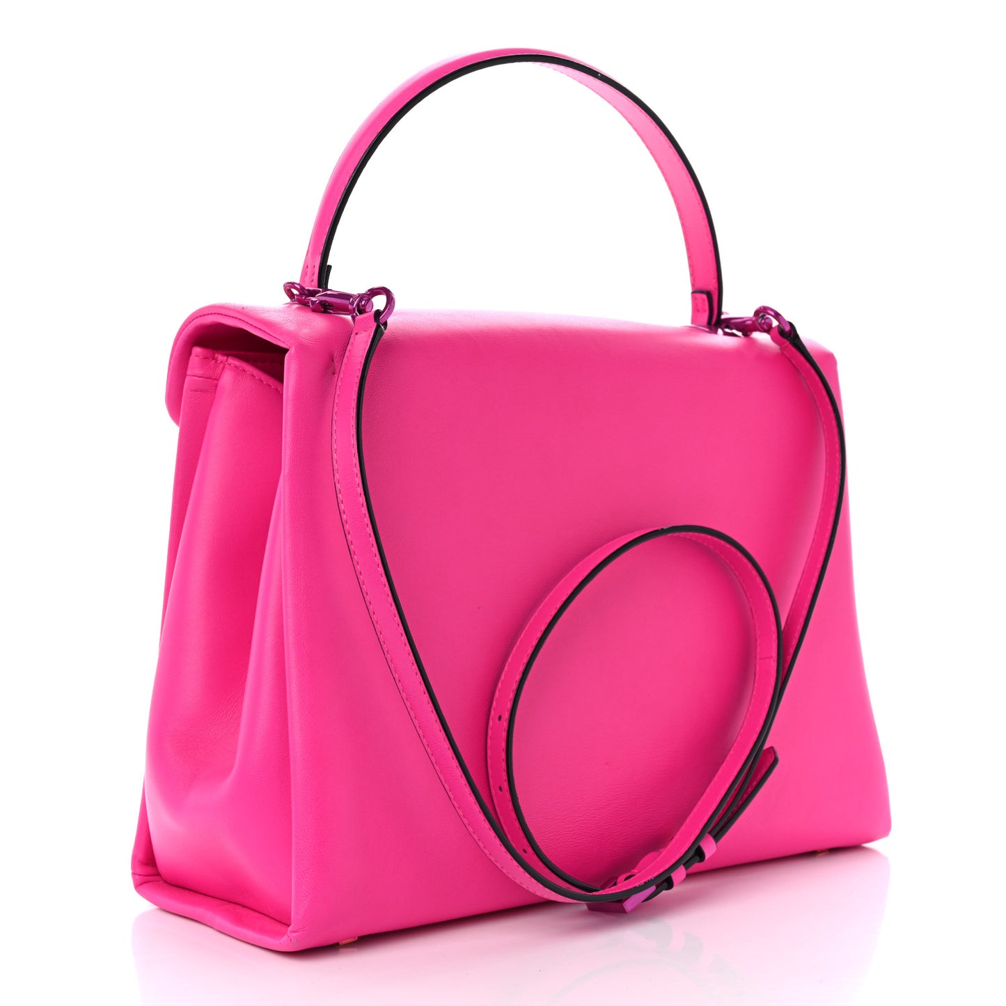 Nappa Tonal Monochrome One Stud Top Handle Bag Pink PP