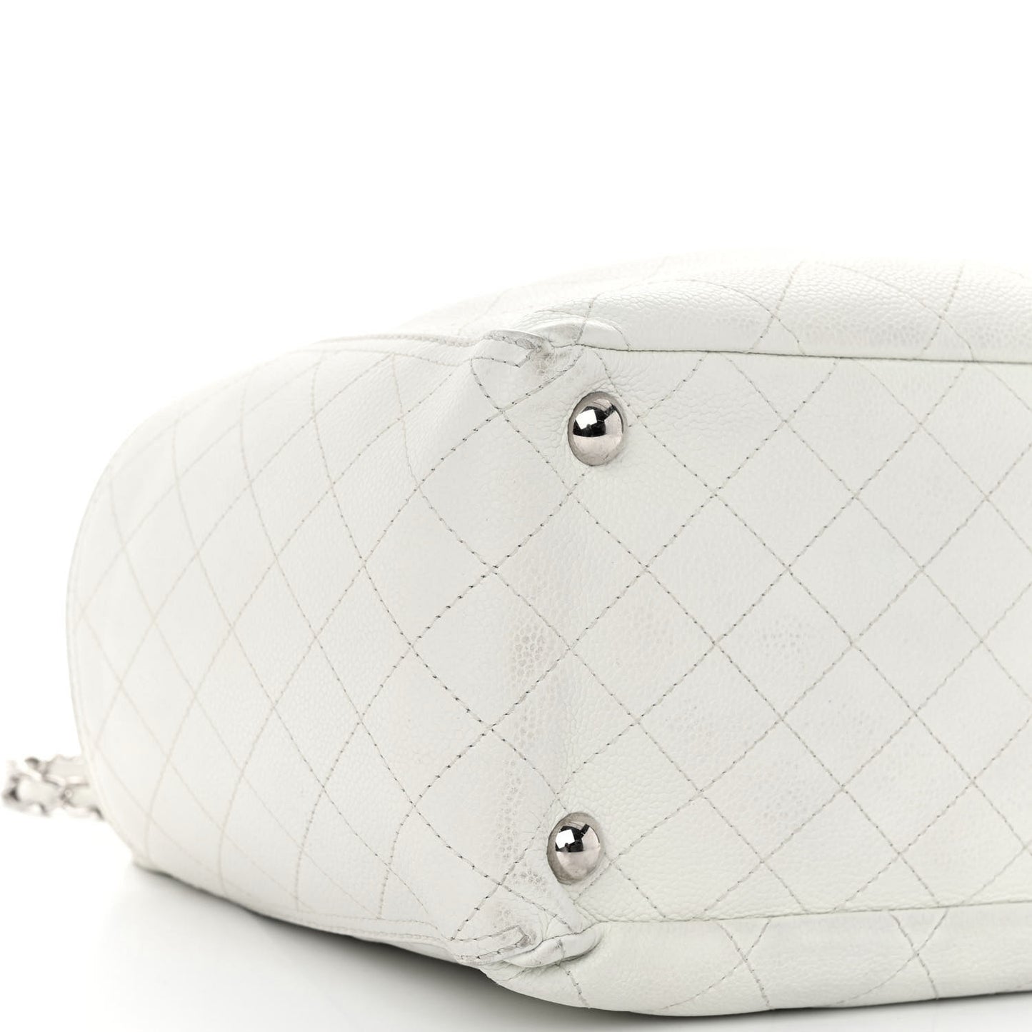 Grained Calfskin CC Pocket Tote White