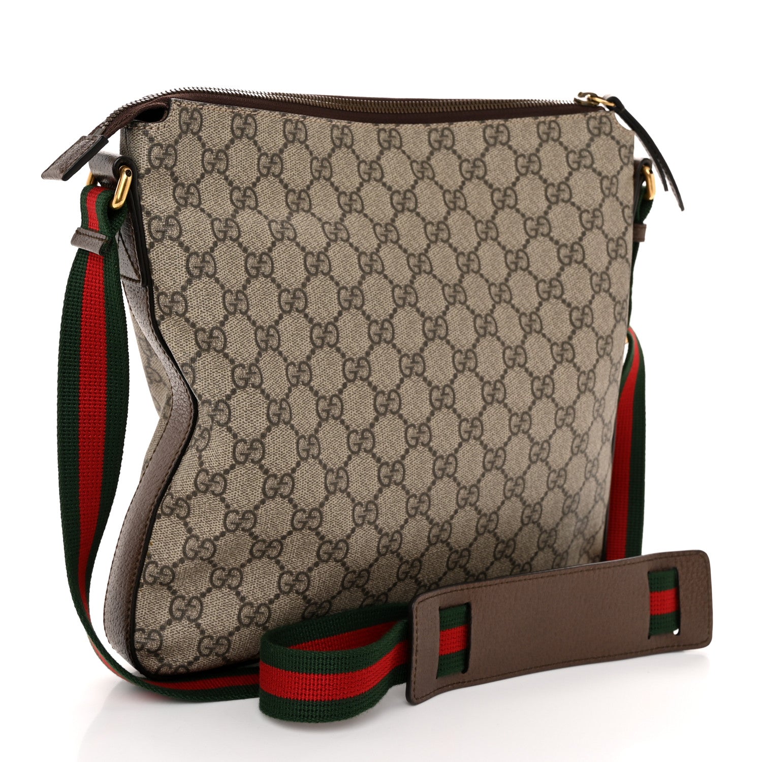 Gucci Soft GG Supreme Monogram Courrier Web Medium Flat Messenger Bag Beige New Acero Multicolor 3 of 10