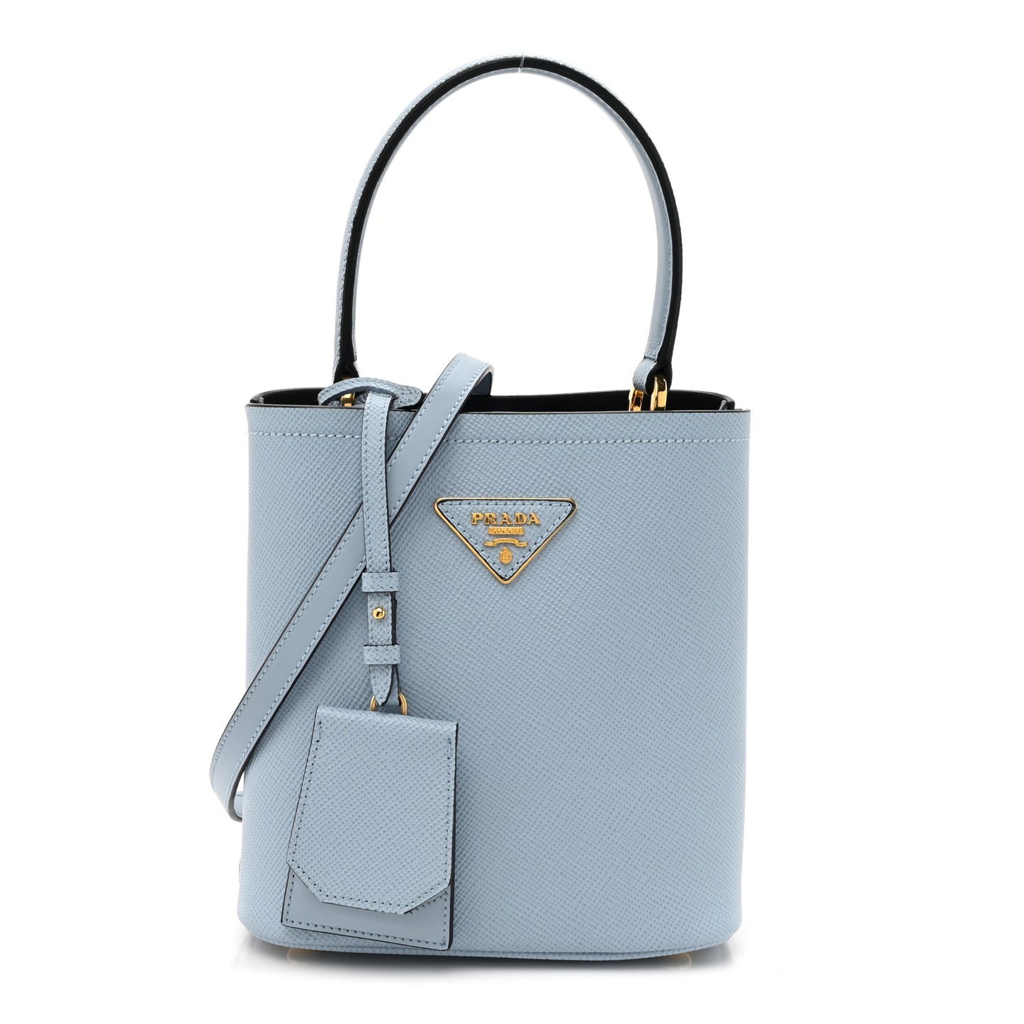 Saffiano Cuir Calfskin Small Panier Bucket Bag Astrale Black