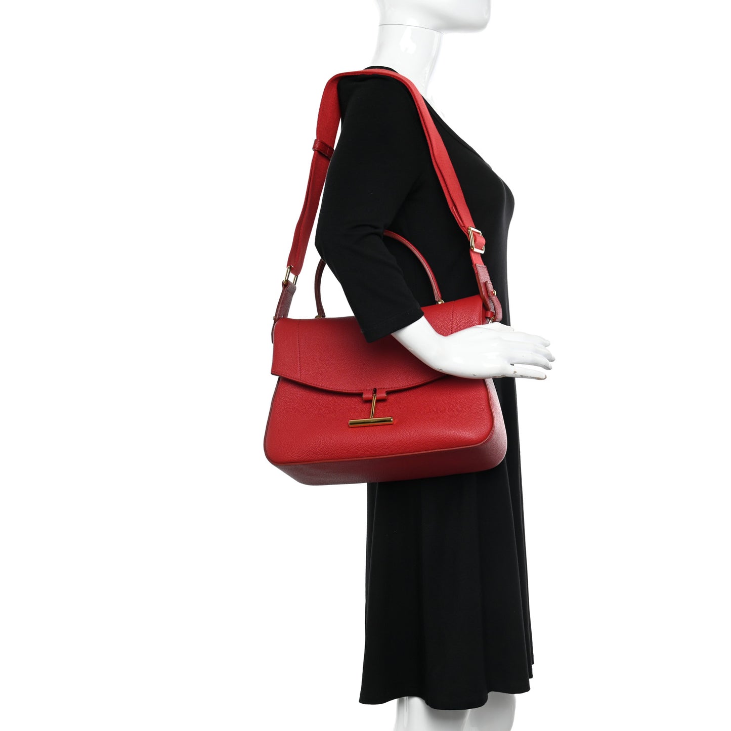 Calfskin Tara Top Handle Bag Red
