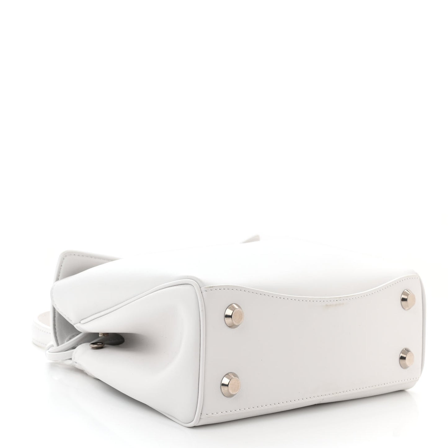 Natural Smooth Calfskin Mini Rodeo Top Handle Handbag Optic White