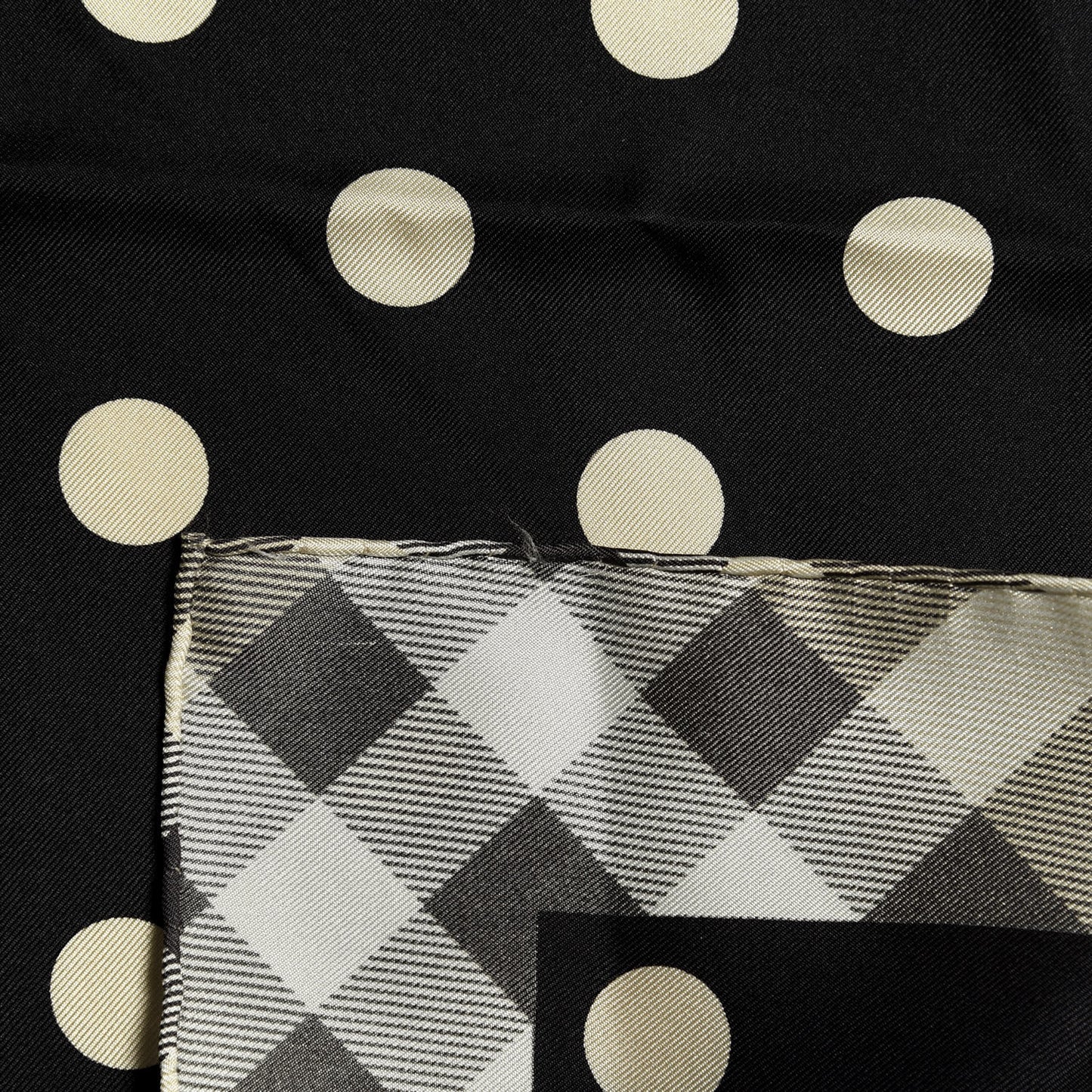 Silk Nova Polka Dot Square Scarf Black Beige