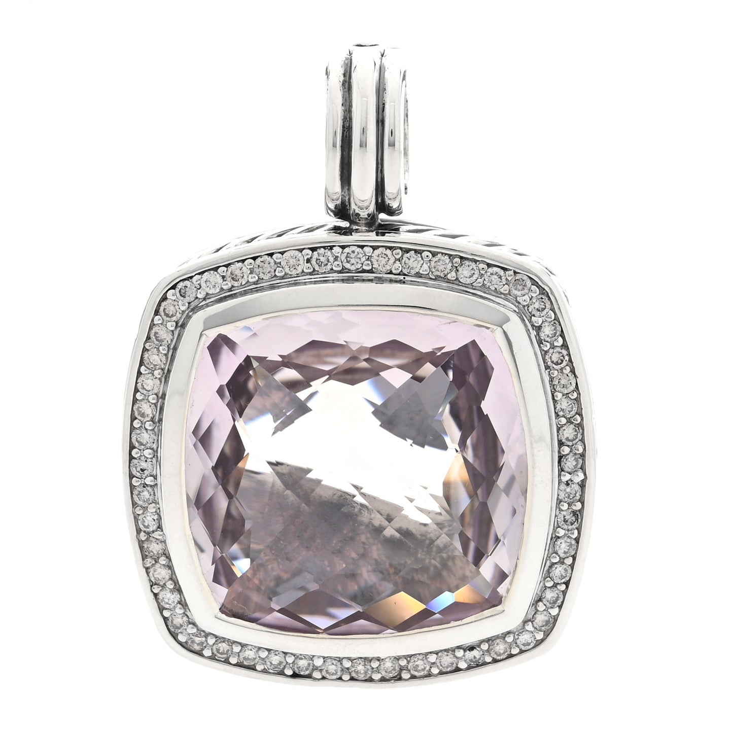 Sterling Silver Diamond Amethyst 20mm Albion Enhancer Pendant
