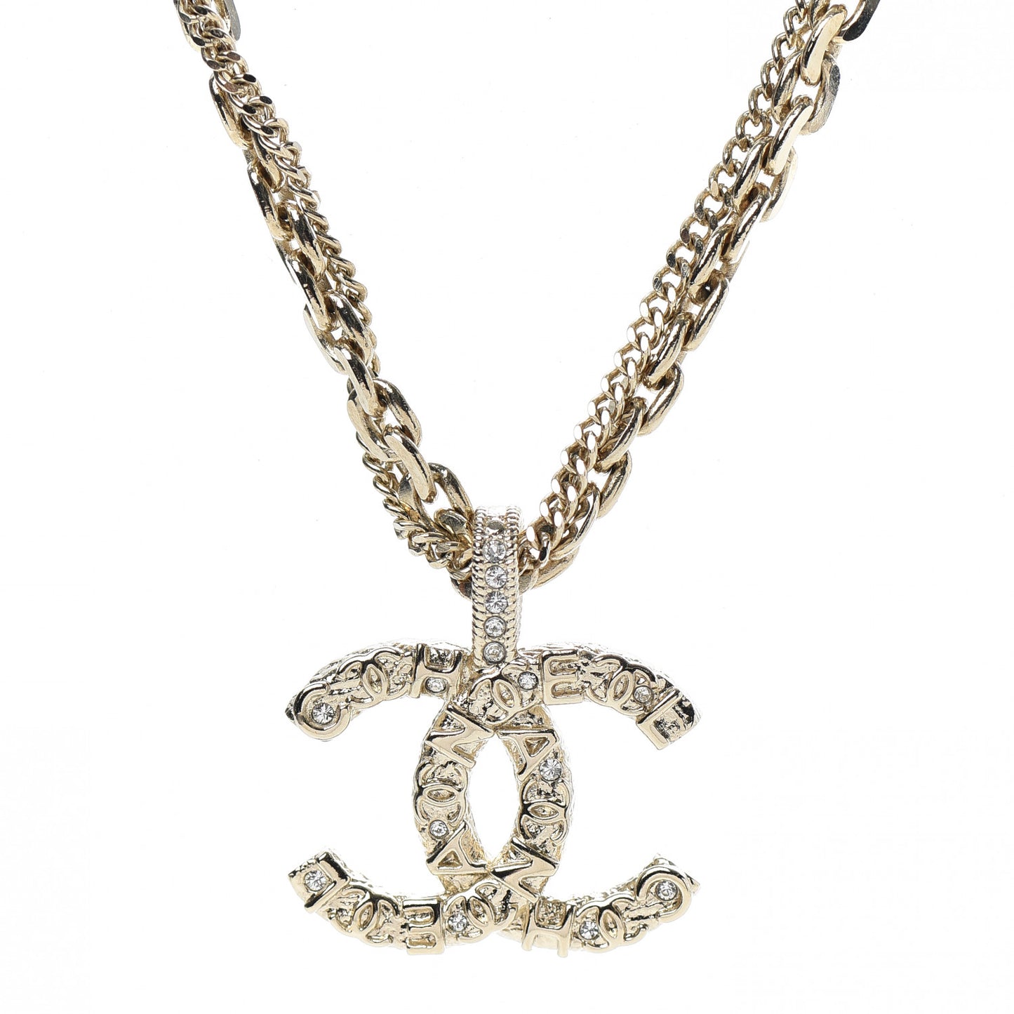 Crystal CC Multi Strand Chain Necklace Gold