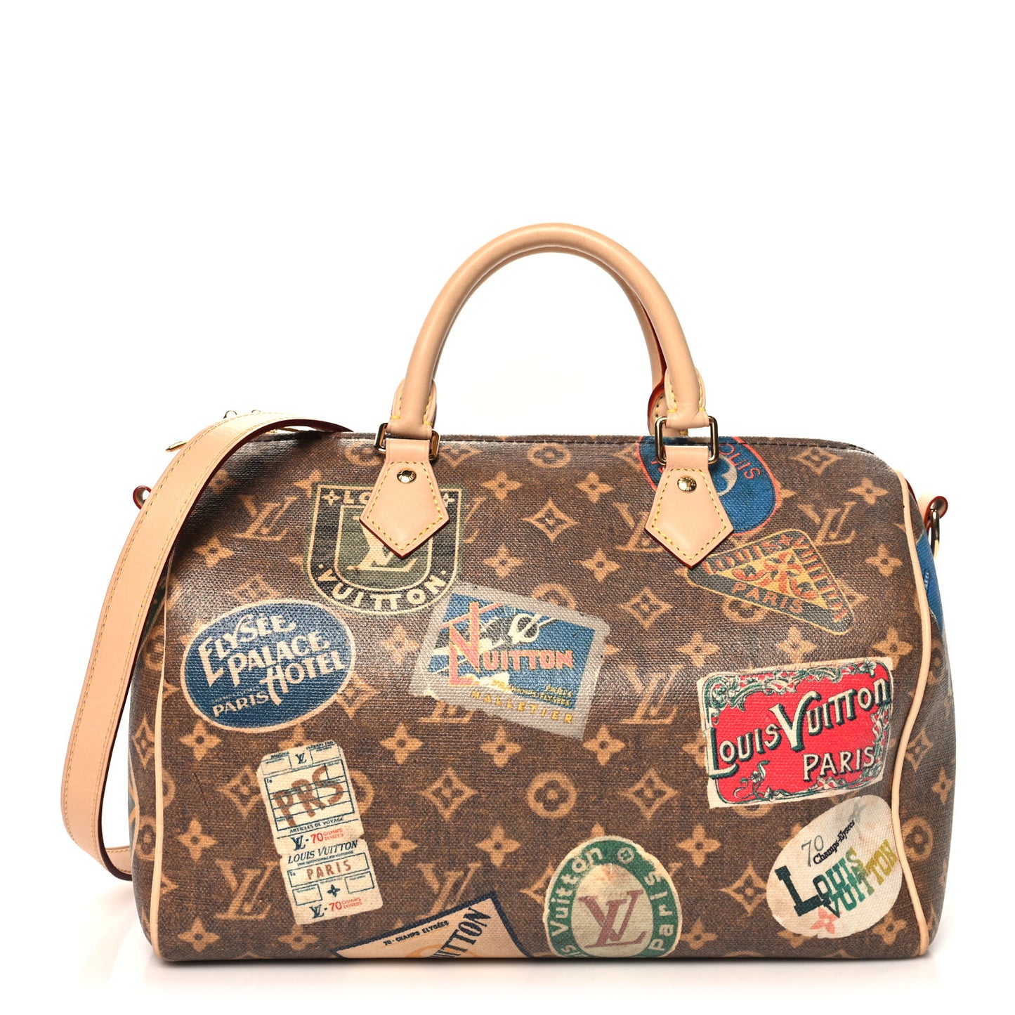 Monogram Hotel Labels Speedy Bandouliere 30