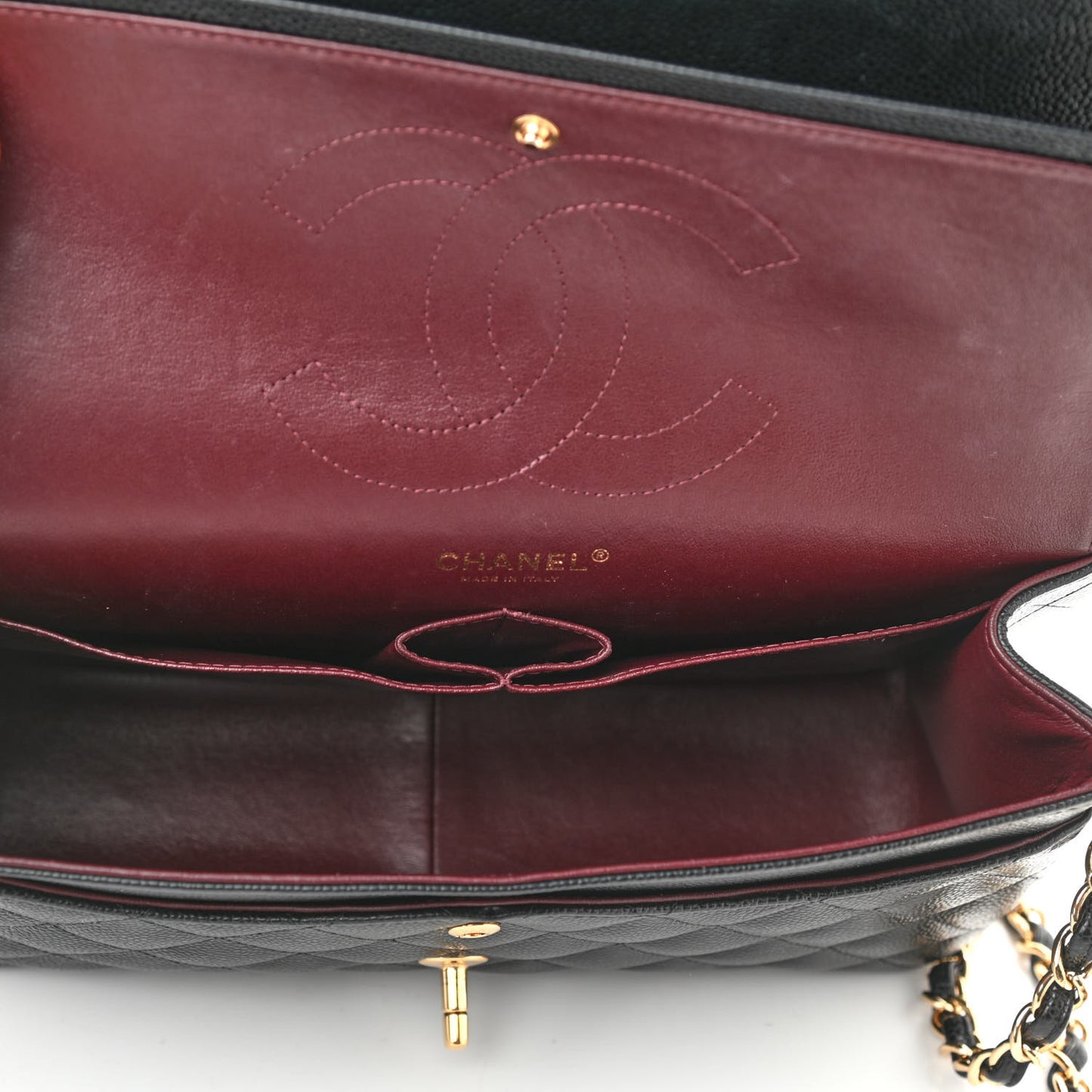 Caviar Quilted Jumbo Double Flap Black