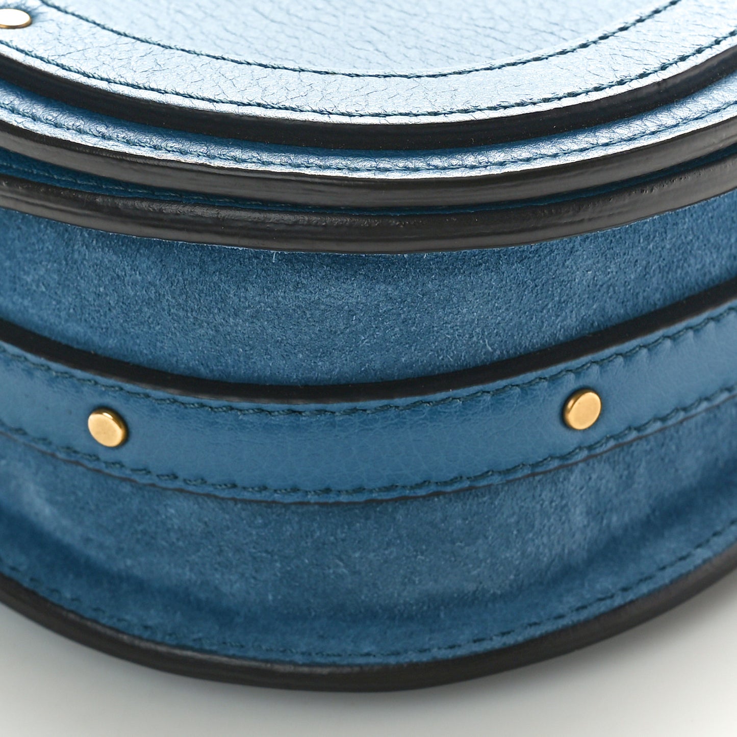 Calfskin Suede Small Nile Bracelet Bag Vinyl Blue