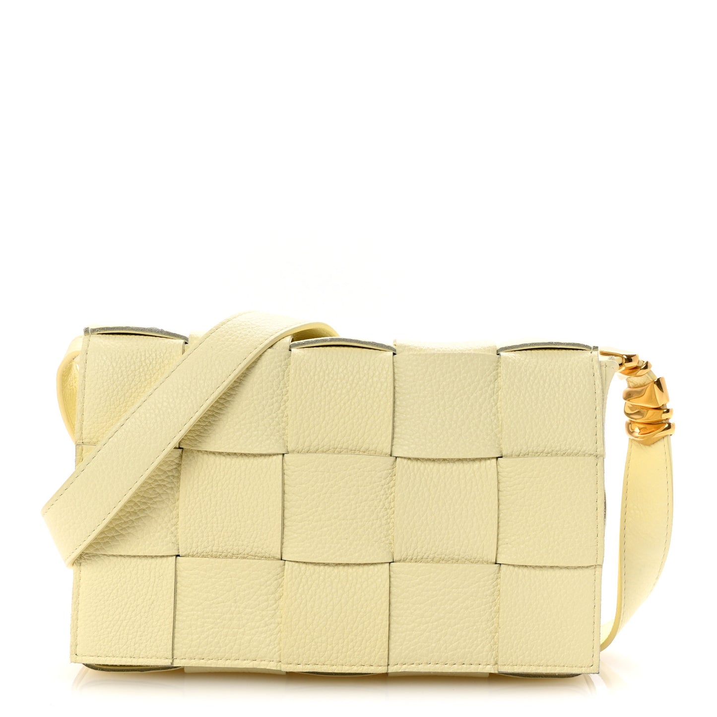 Grained Calfskin Maxi Intrecciato Cassette Crossbody Bag Ice Cream