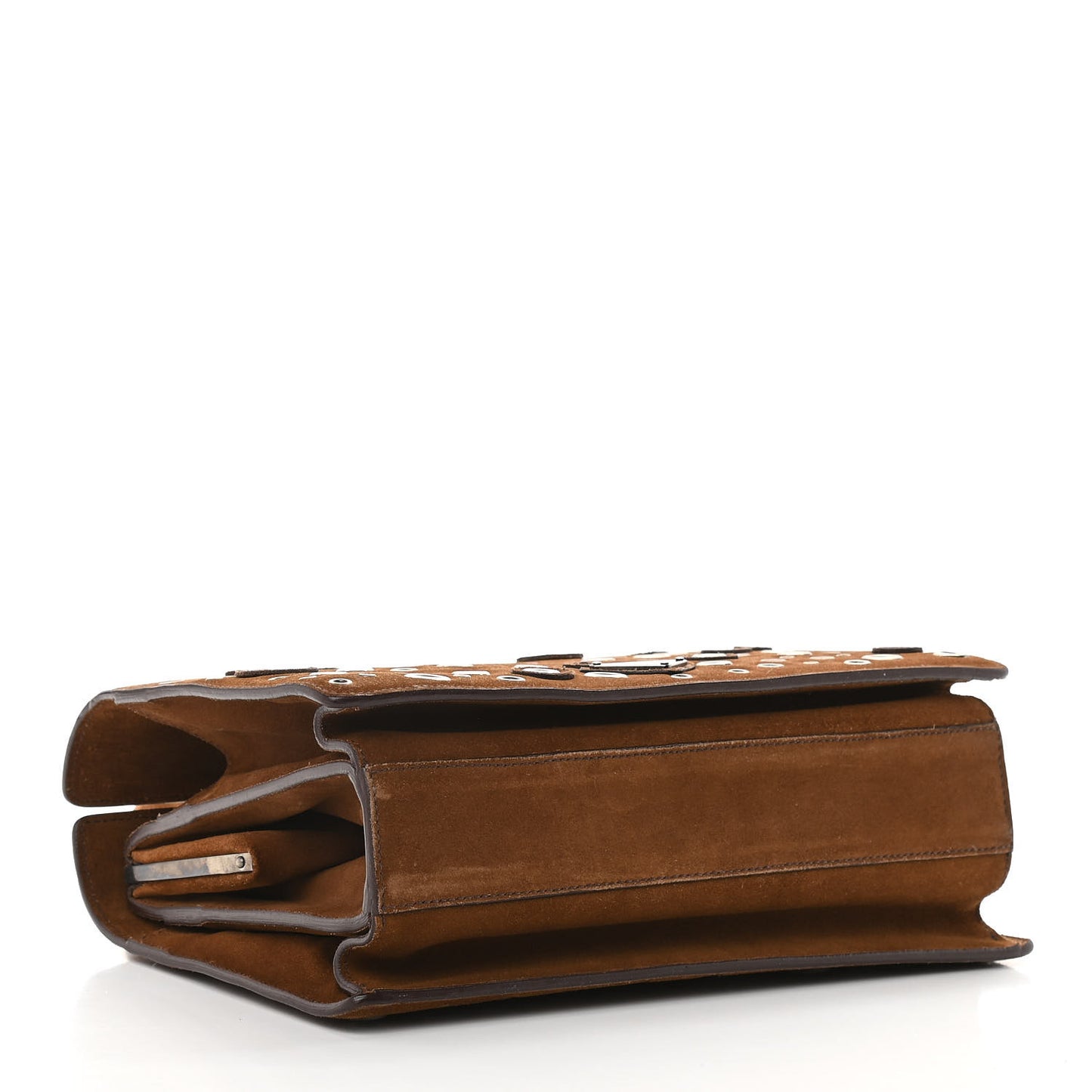 Suede Grommet Frame Satchel Tabacco