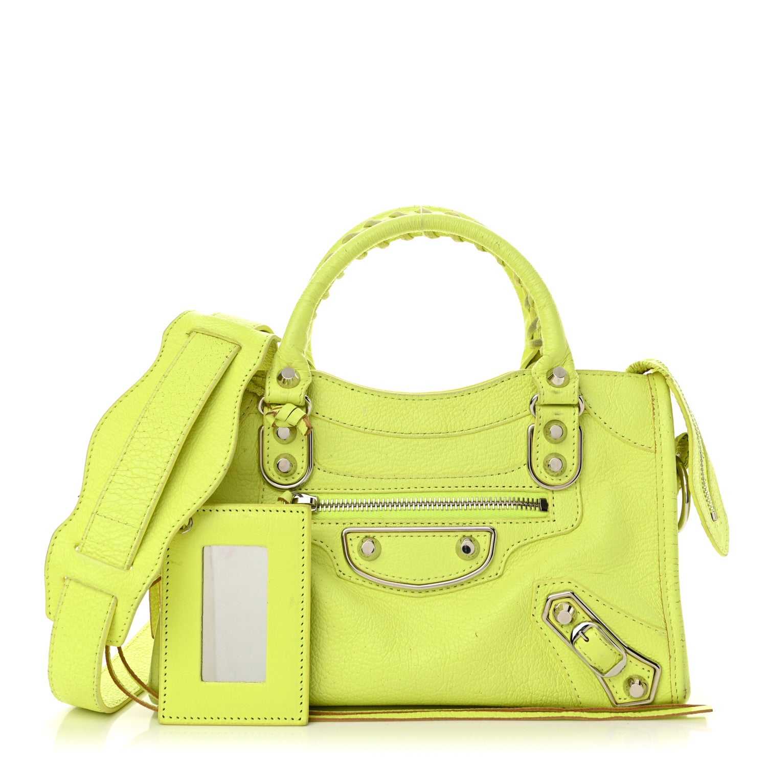 Balenciaga Chevre Silver Metallic Edge Hardware Mini City Acid Green 1 of 20