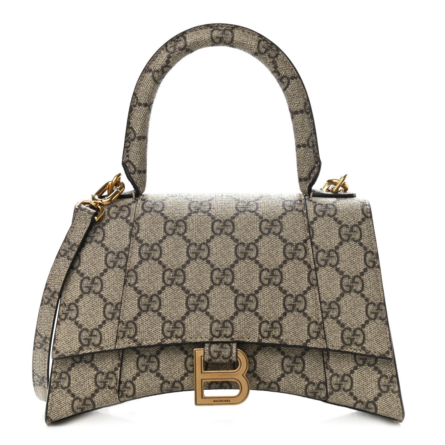 Balenciaga X GUCCI GG Supreme Monogram Small Hourglass Top Handle Bag Beige Ebony 1 of 9
