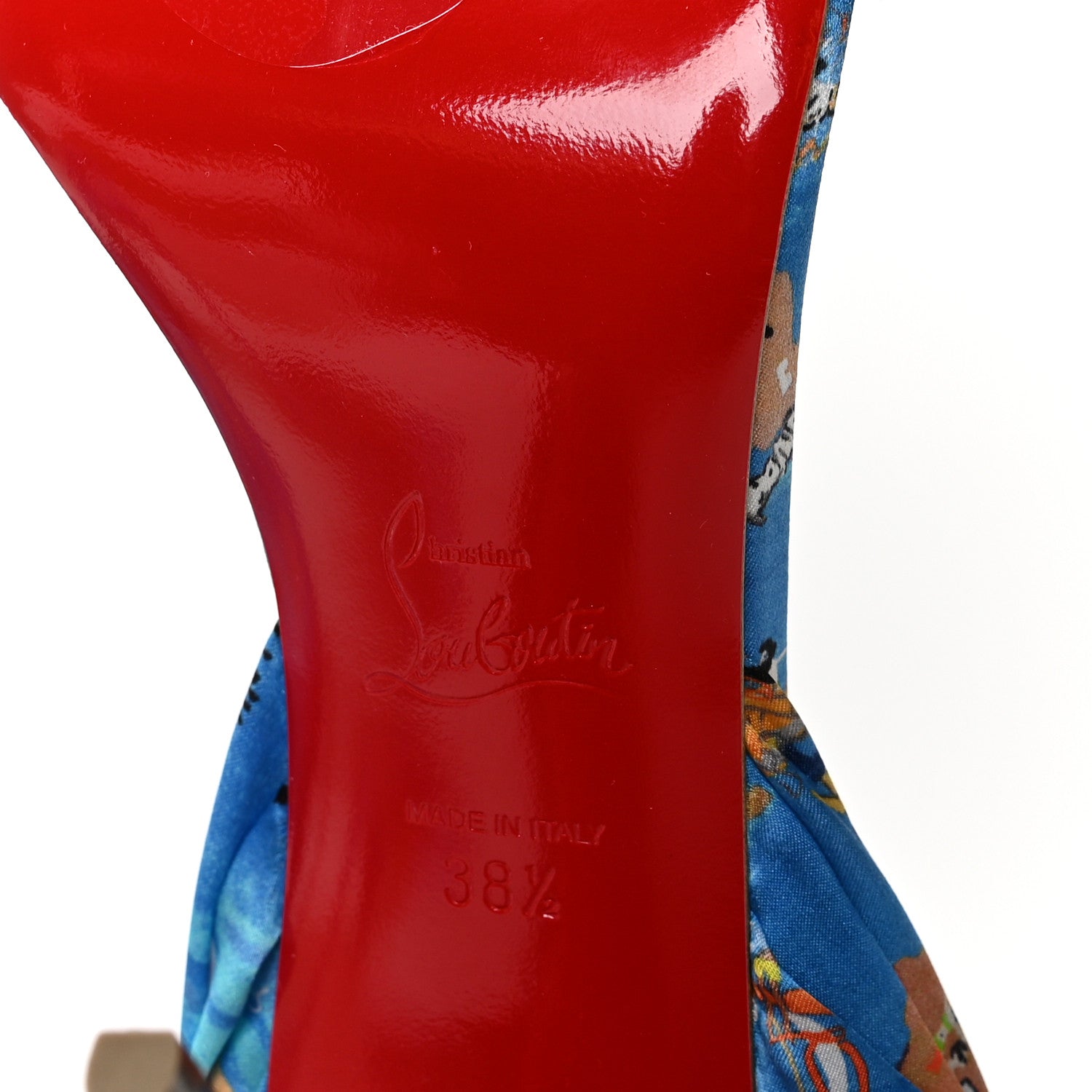 Christian Louboutin Crepe Satin Greekaba Du Desert 100 Sandal 38.5 Blue Multicolor 7 of 8