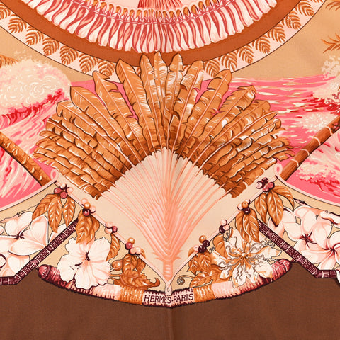 Silk Aloha Scarf 90 Brown Pink