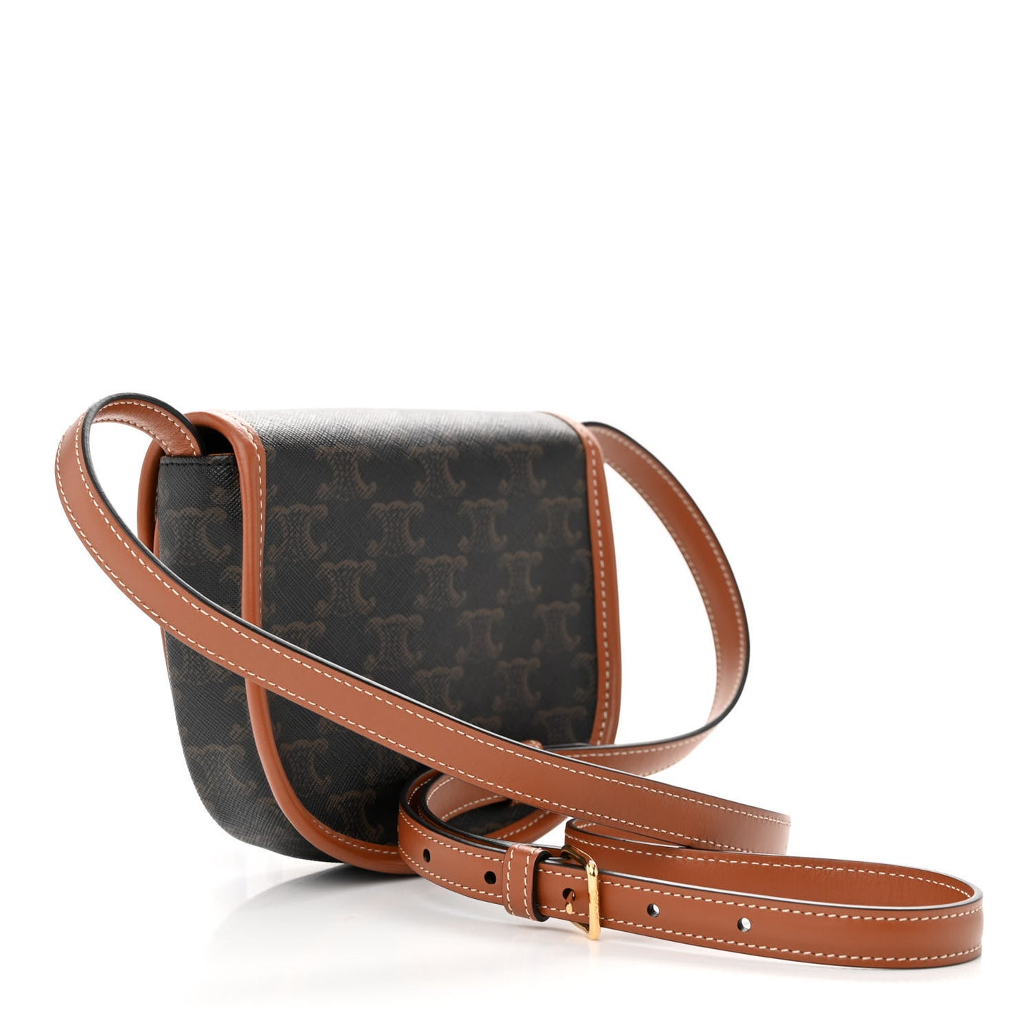 Canvas Calfskin Triomphe Mini Besace Tan