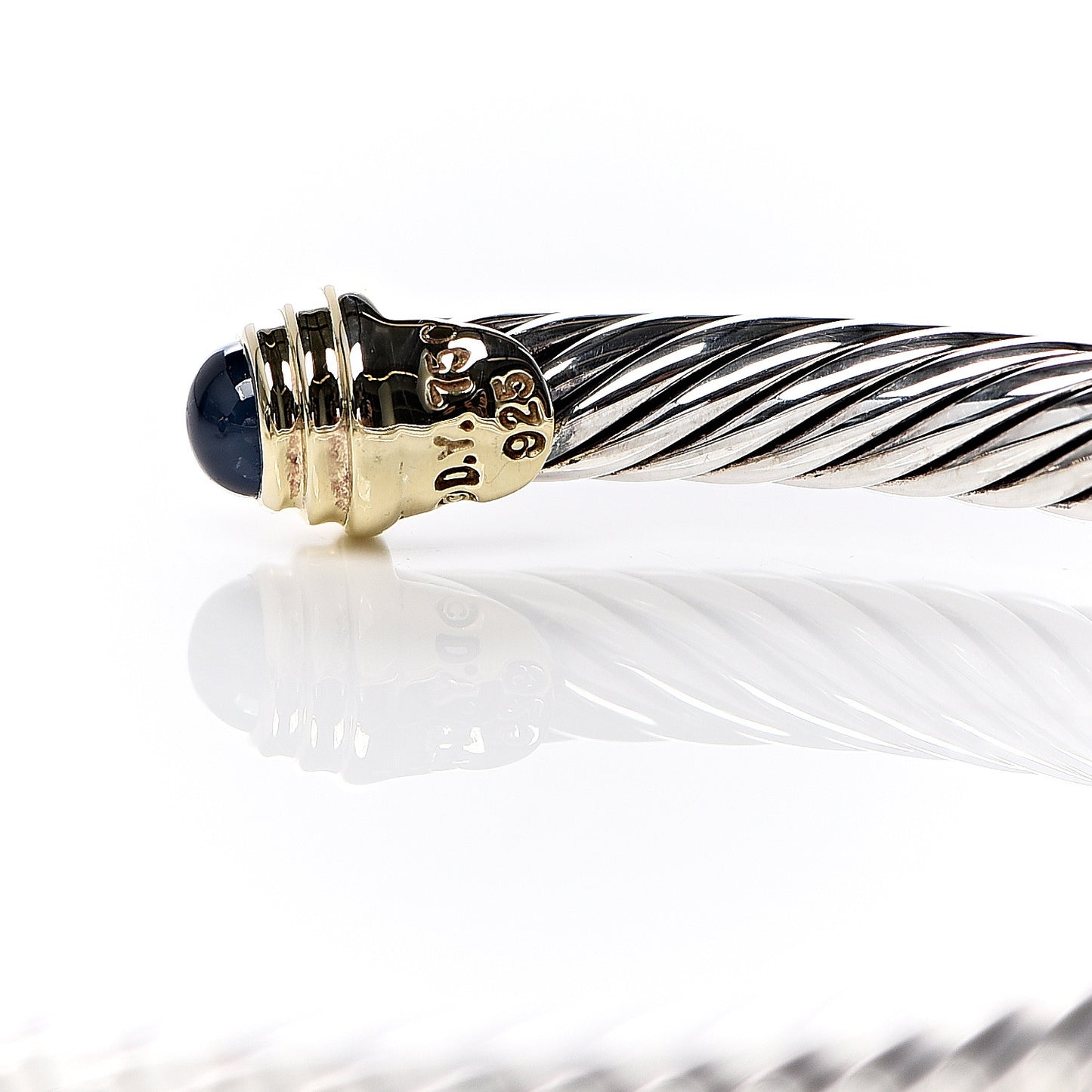 Sterling Silver 18K Yellow Gold Blue Sapphire 4mm Cable Kids Birthstone Bracelet
