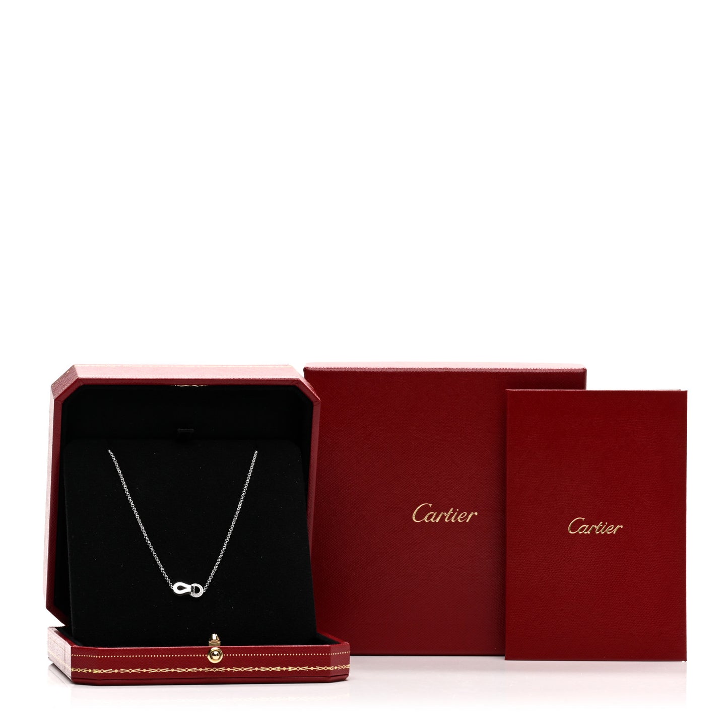 18K White Gold Diamond Agrafe Paved Pendant Necklace
