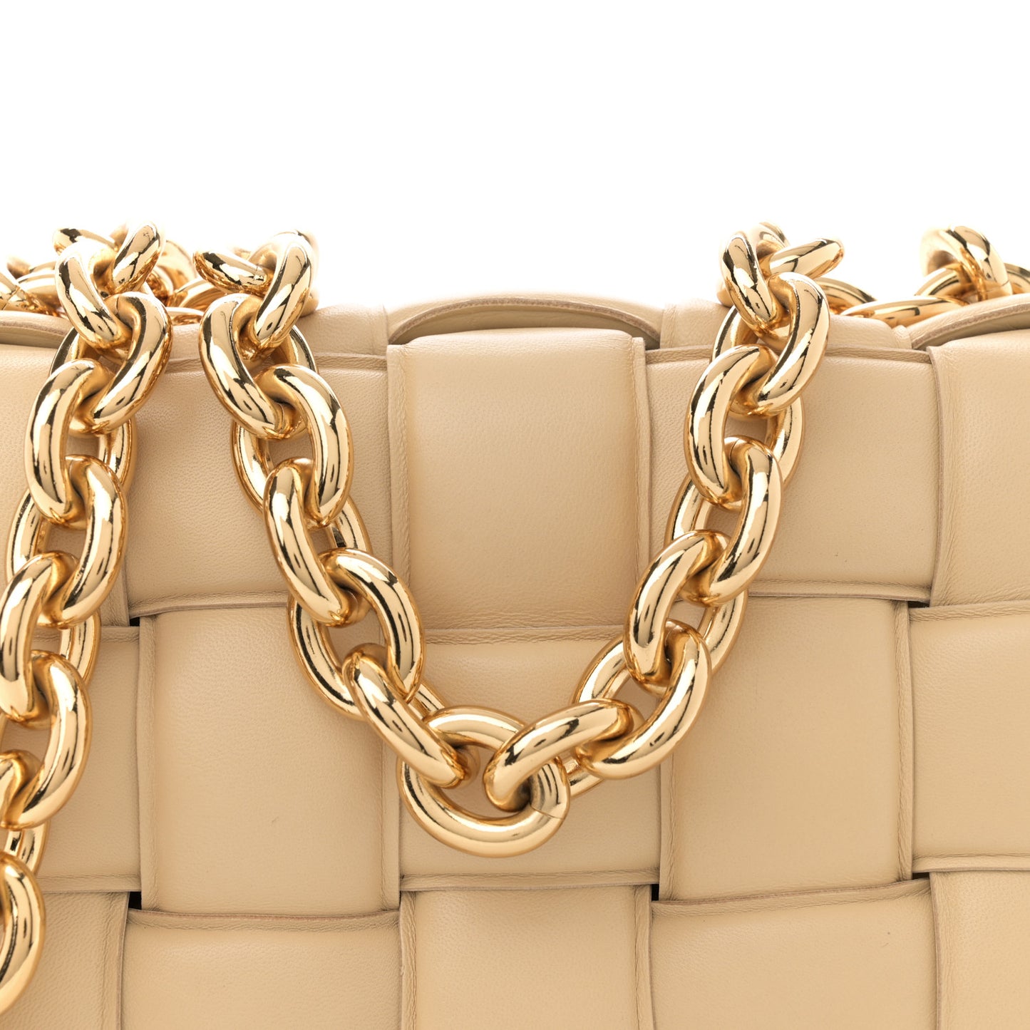 Lambskin Maxi Intreccio Padded Chain Cassette Crossbody Bag Porridge