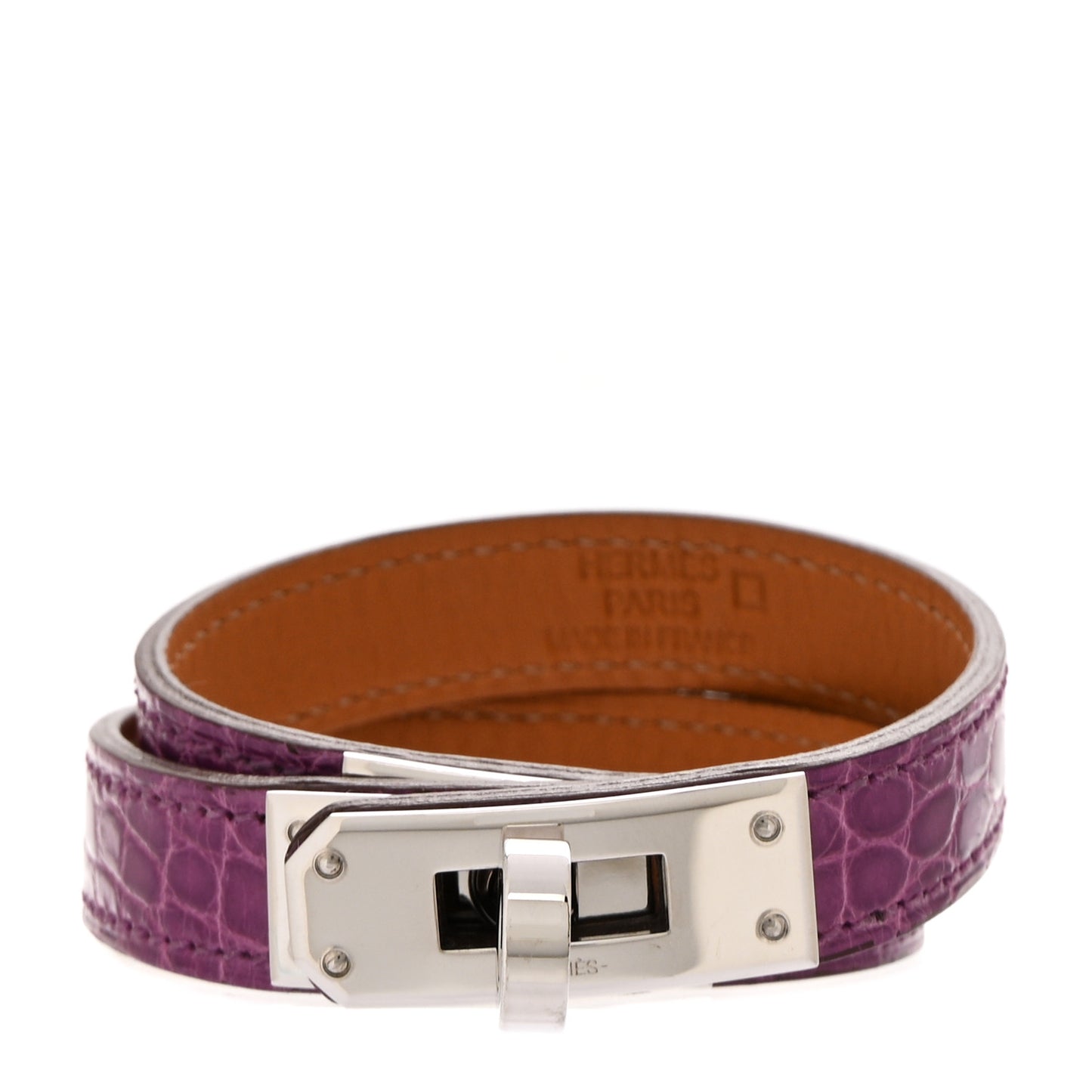 Shiny Alligator Kelly Double Tour Bracelet S Violet