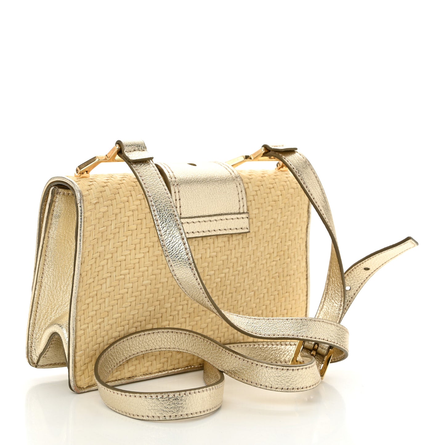 Raffia Madras Crystal Embellished Lady Shoulder Bag Naturale Pirite