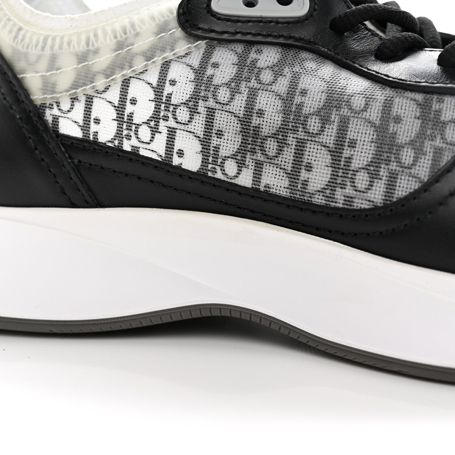 Christian Dior Smooth Calfskin Technical Mesh Oblique Womens B25 Runner Sneakers 39 Black Grey 14 of 17
