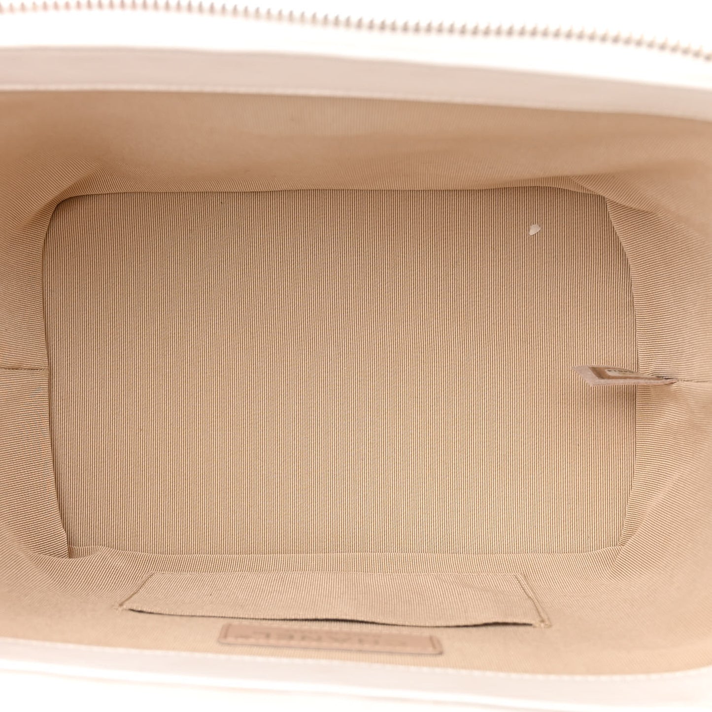 Glazed Calfskin Raffia Vanity Case Bag White Beige