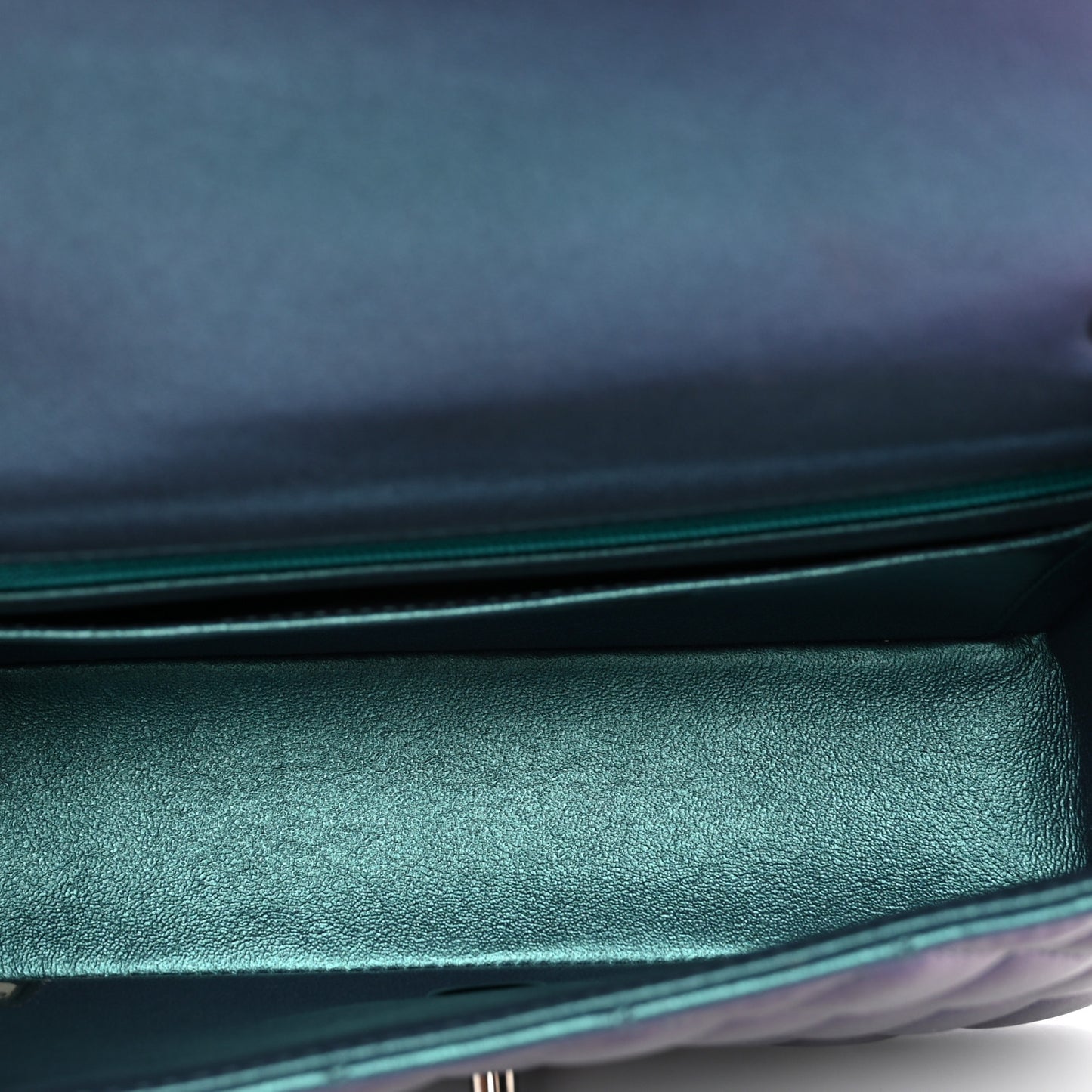 Iridescent Lambskin Quilted Mini Rectangular Flap Turquoise