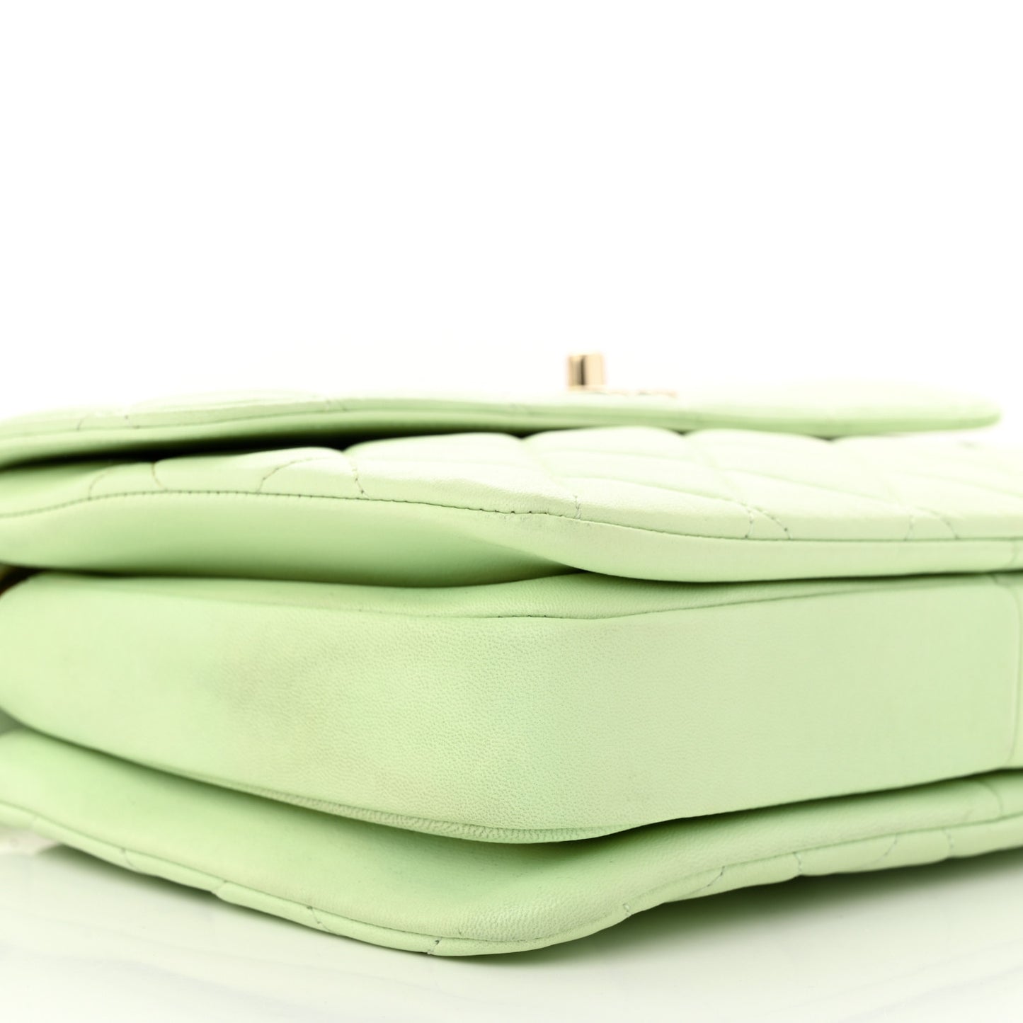 Lambskin Quilted Small Trendy CC Flap Dual Handle Bag Light Green