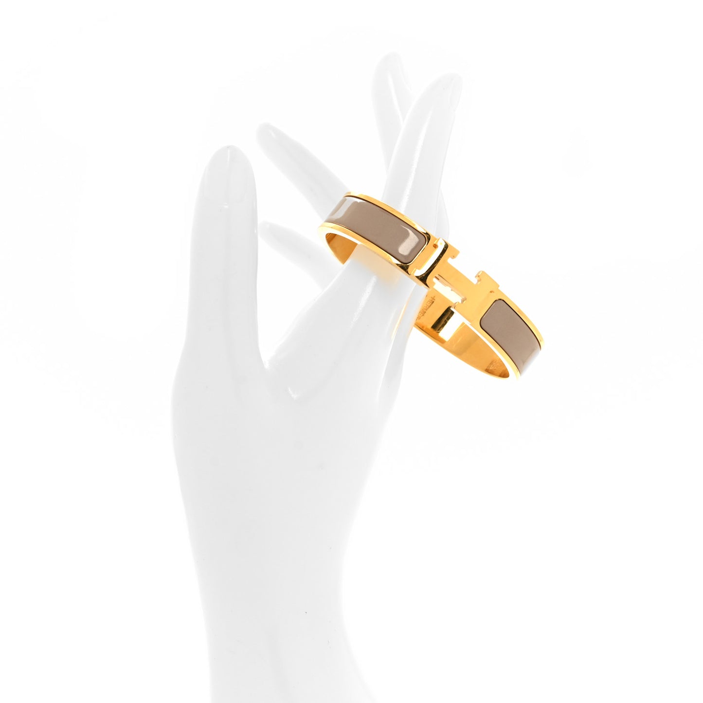 Enamel Narrow Clic Clac H Bracelet GM Marron Glace