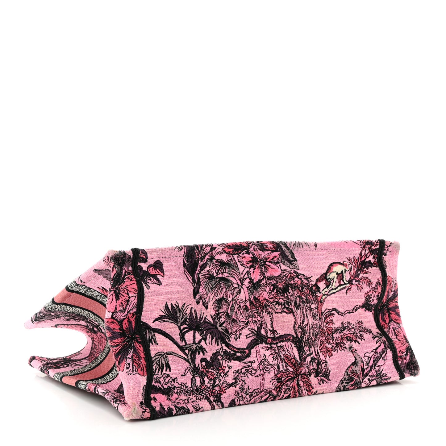 Canvas Embroidered Medium Toile de Jouy Voyage Book Tote Fuchsia Multicolor