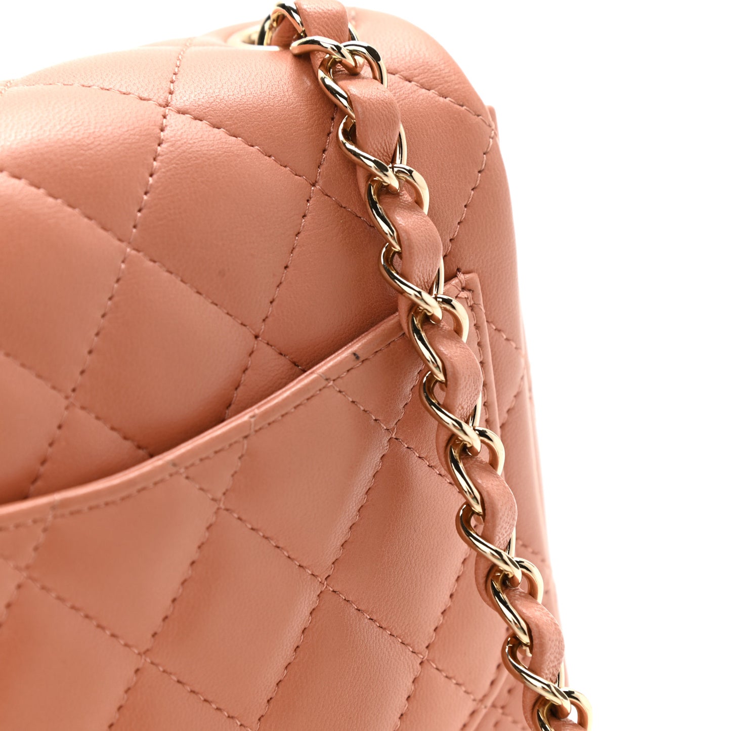 Lambskin Quilted Mini Square Flap Brown