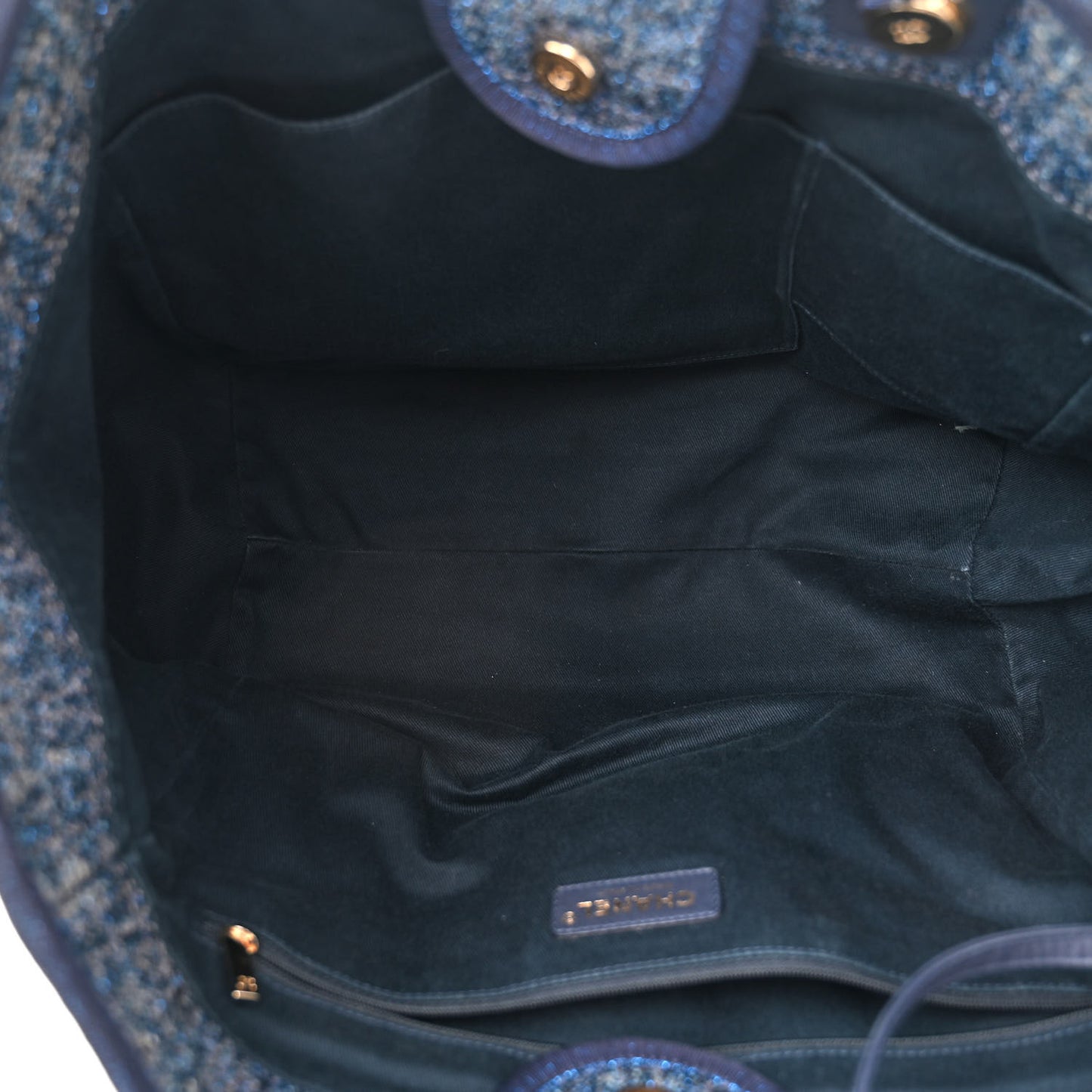 Lurex Canvas Medium Deauville Tote Navy Blue