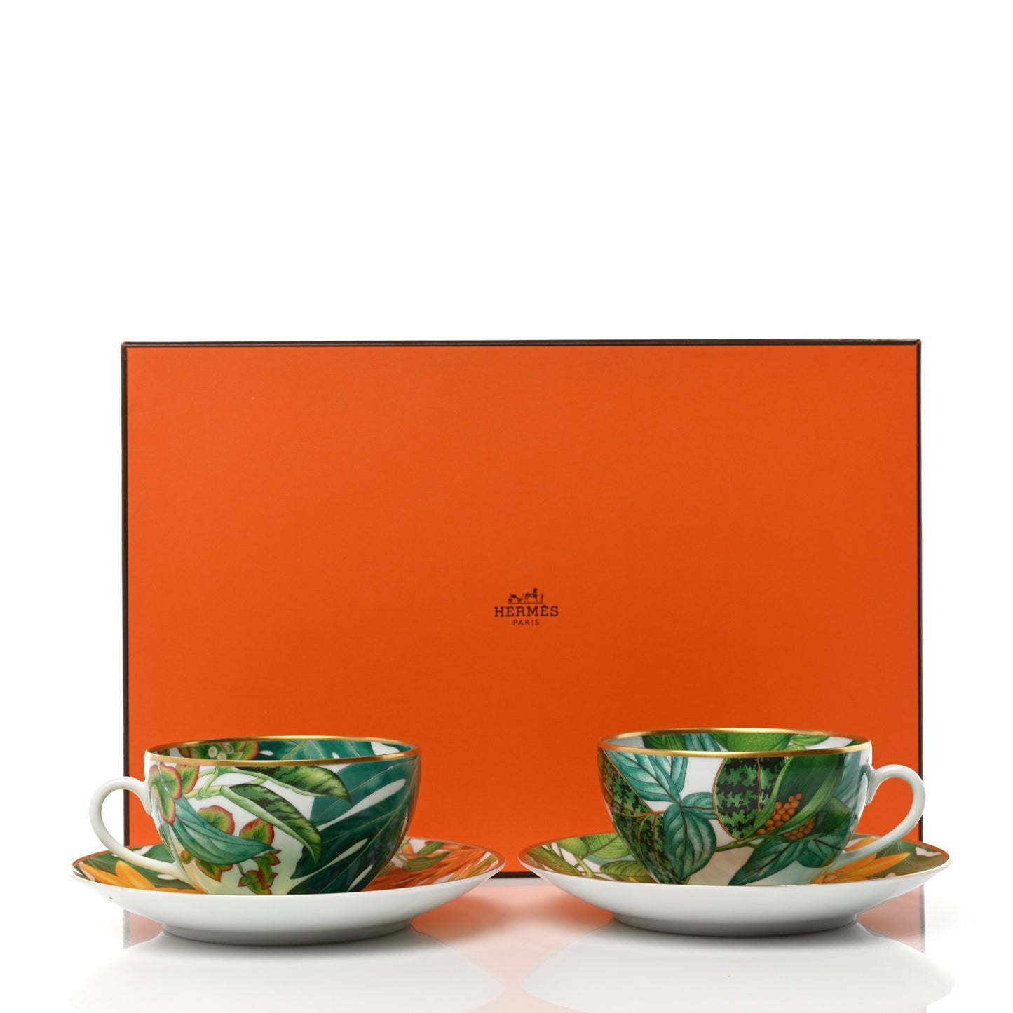 Porcelain Passifolia Tea Cup And Saucer Set Of 2