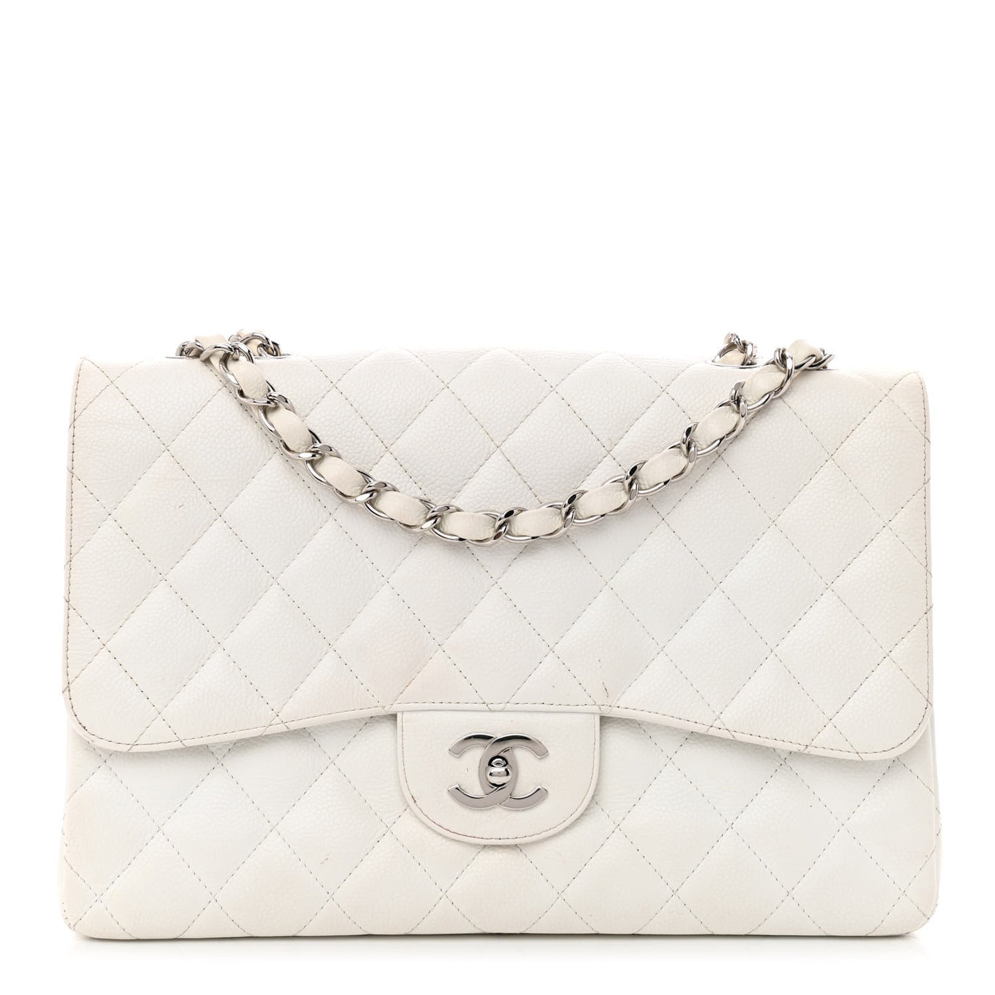 Caviar Quilted Jumbo Single Flap White