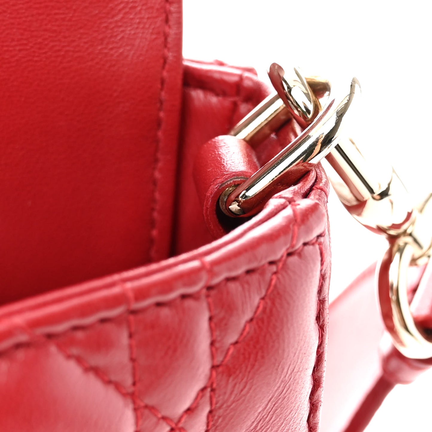 Lambskin Cannage Medium Lady D-Joy Red