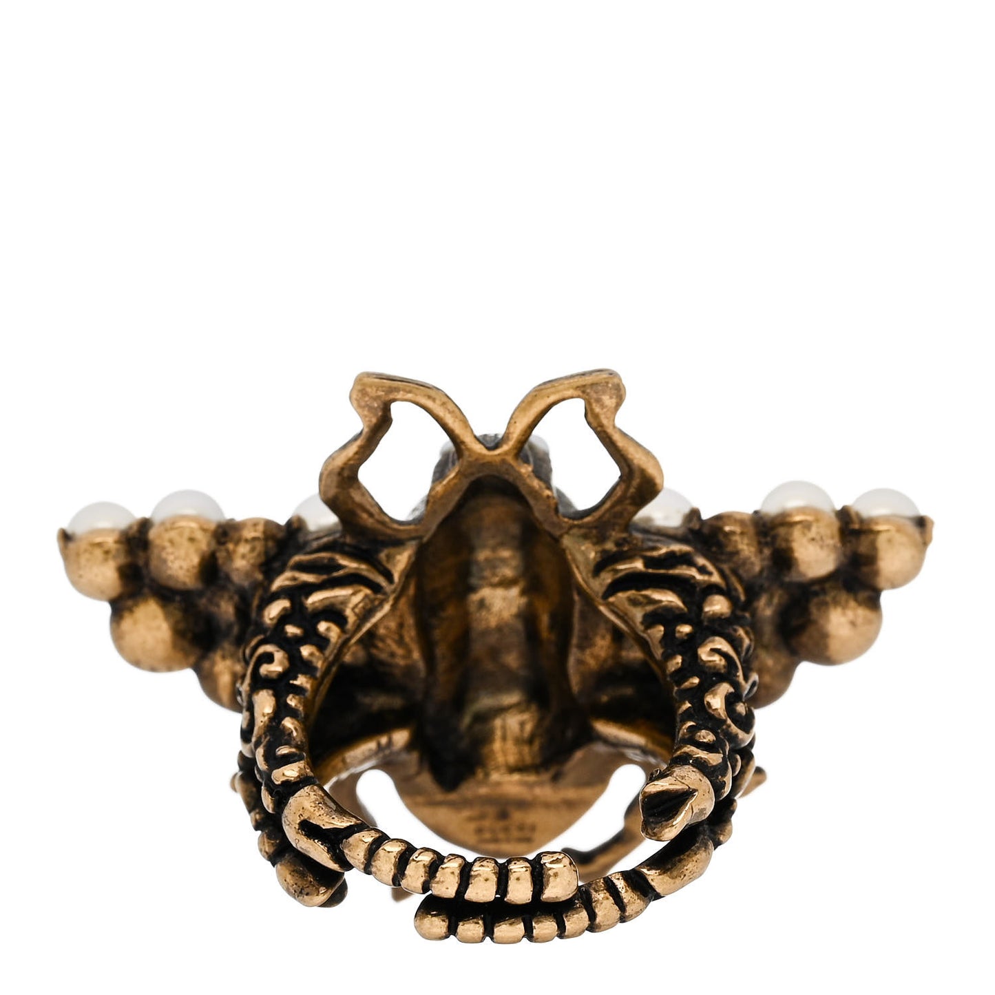 Metal Crystal Pearl Bee Ring 54 7 Aged Gold