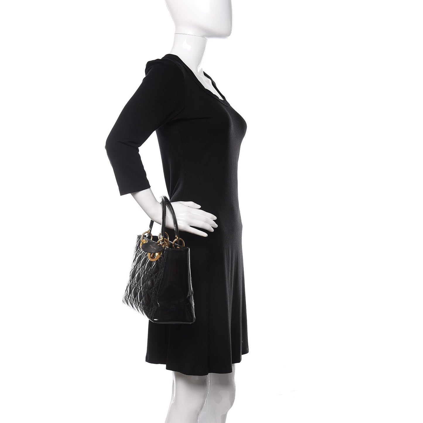 Patent Cannage Medium Lady Dior Black