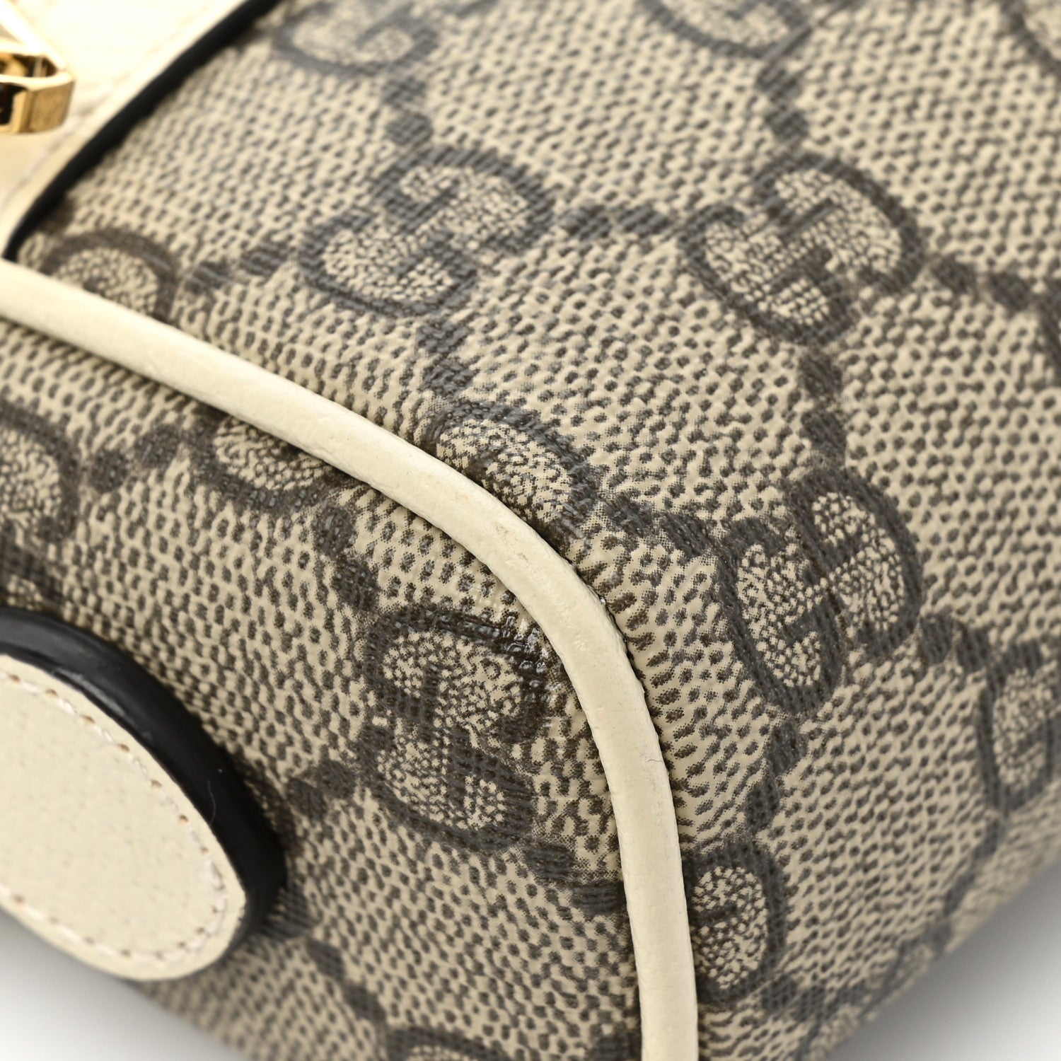Gucci GG Supreme Monogram Textured Calfskin Web Mini Ophidia Shoulder Bag Beige Ebony Mystic White 9 of 11