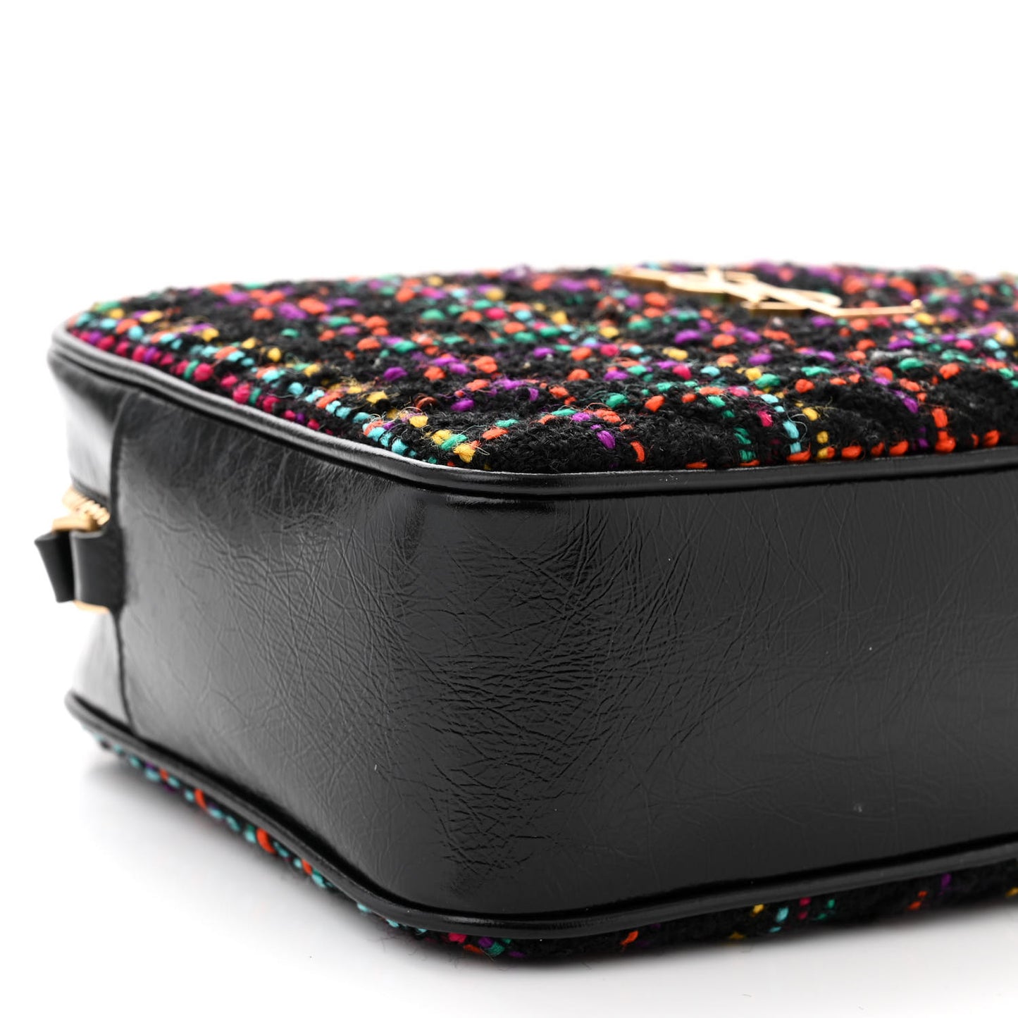 Tweed Calfskin Monogram Lou Camera Bag Black