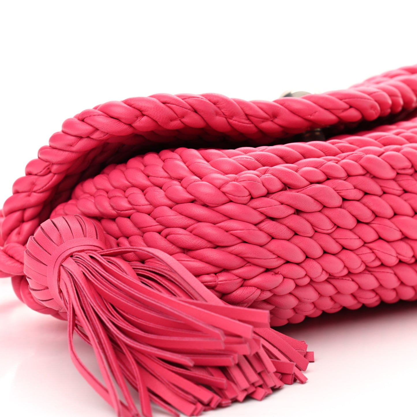 Lambskin Torchon Tasseled Twisted Shoulder Bag Lollipop