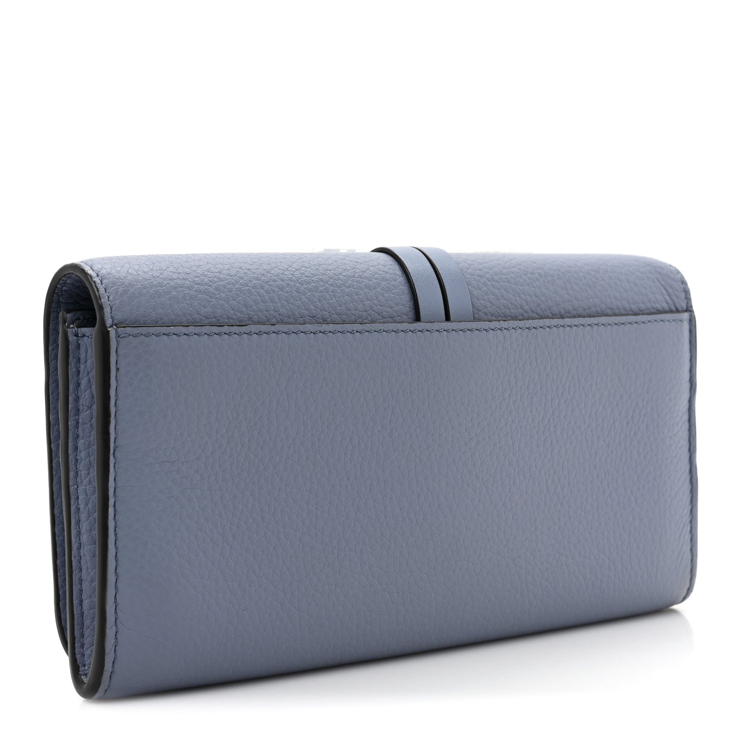 Calfskin Alphabet Long Wallet Smokey Blue
