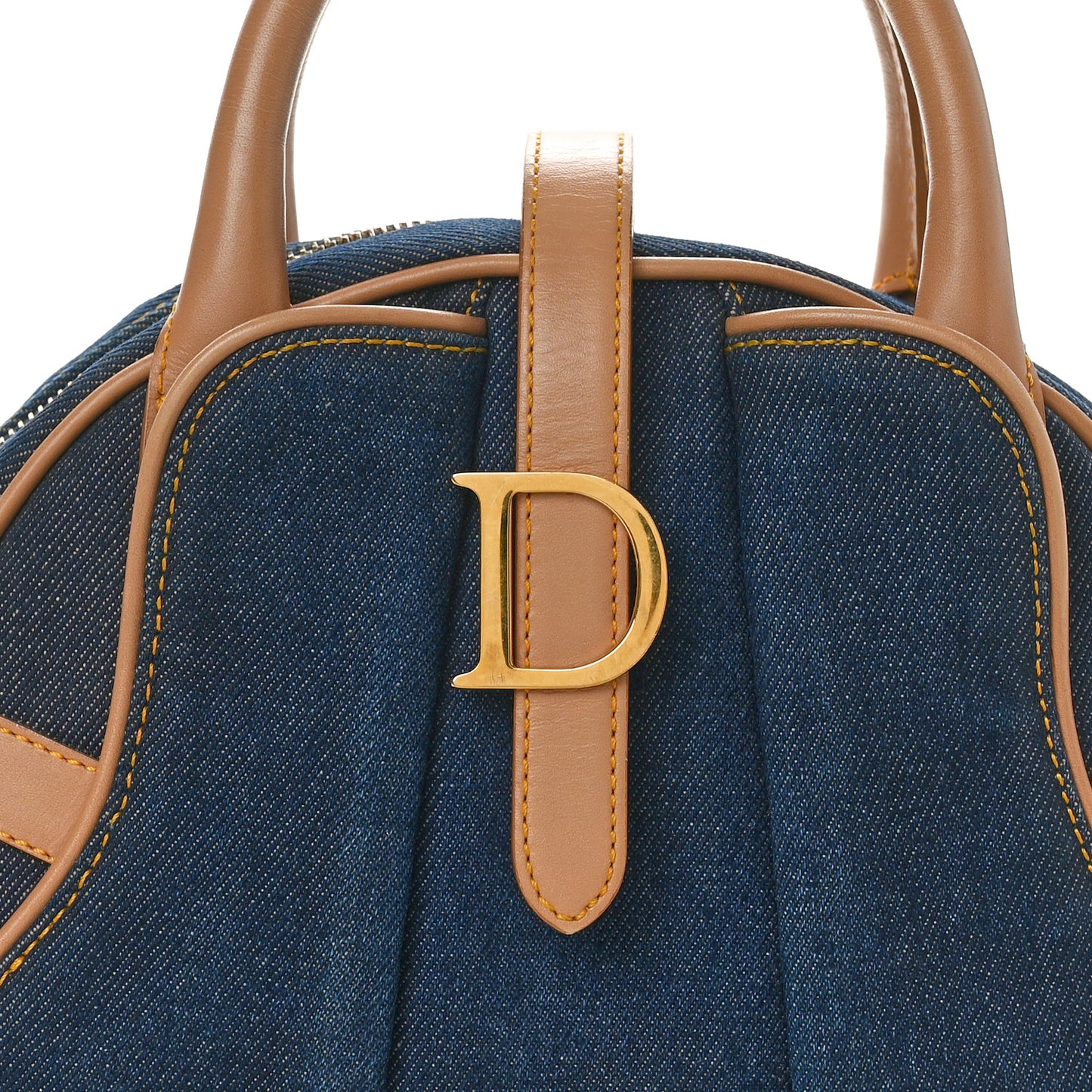 Denim Calfskin Mini Saddle Bowler Blue