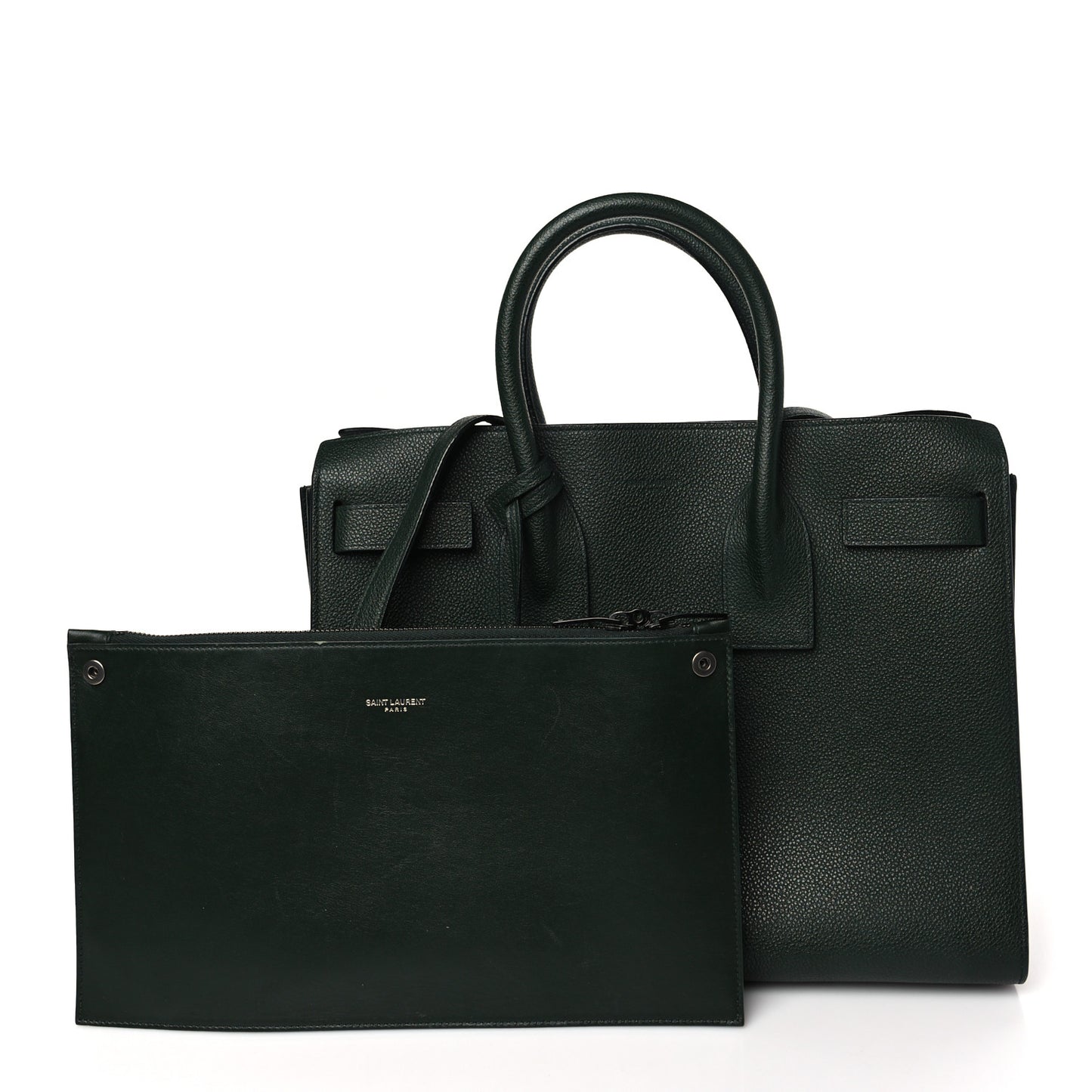 Grained Calfskin Small Sac De Jour Green
