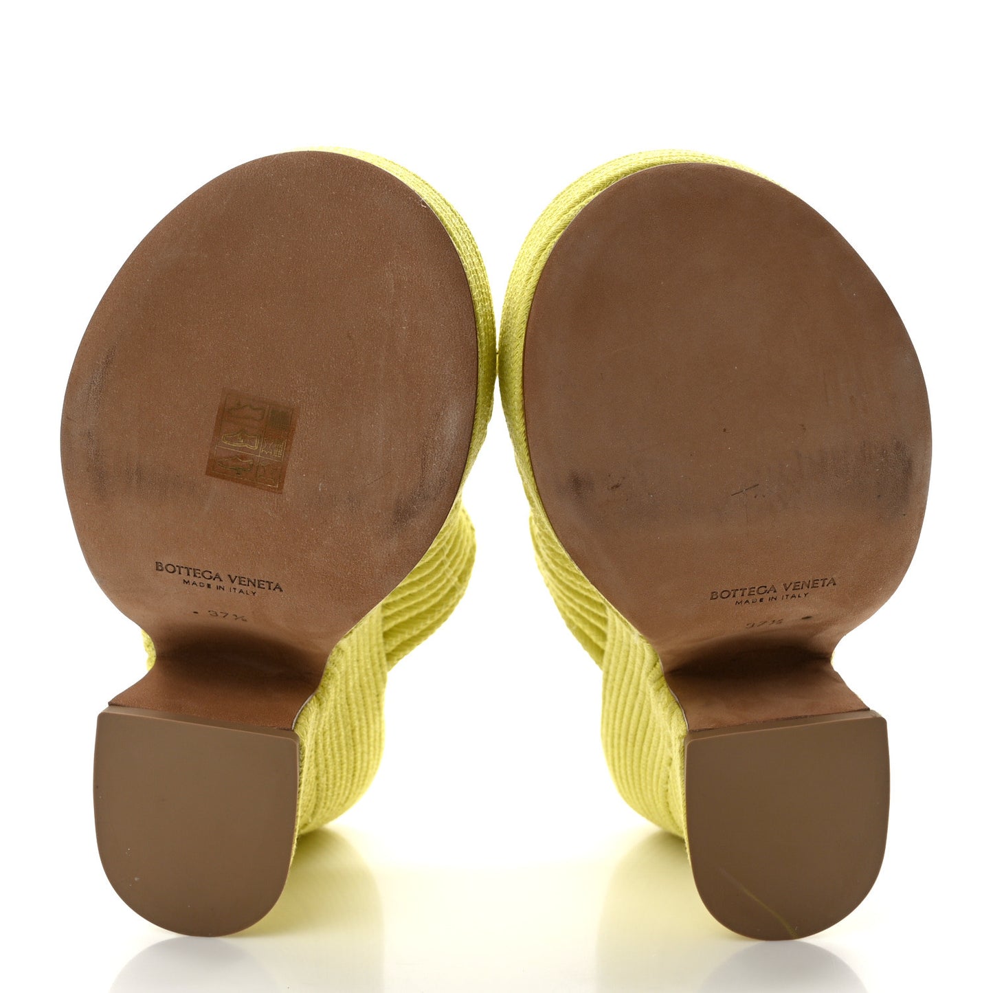 String Knit Slide Platform Wedge Sandals 37.5 Yellow